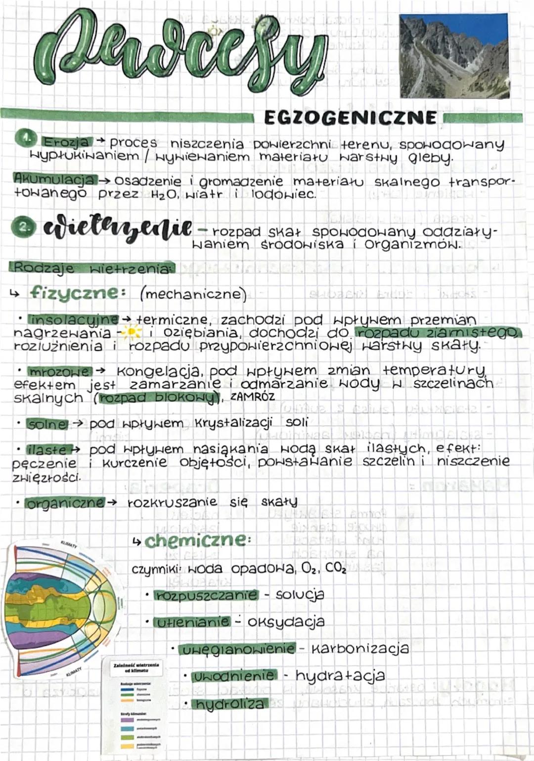 # Perdoesy
EGZOGENICZNE

1. Erozja proces niszczenia powierzchni terenu, spowodowany
Hypłukiwaniem / Hyniewaniem materiału warstwy gleby.

A