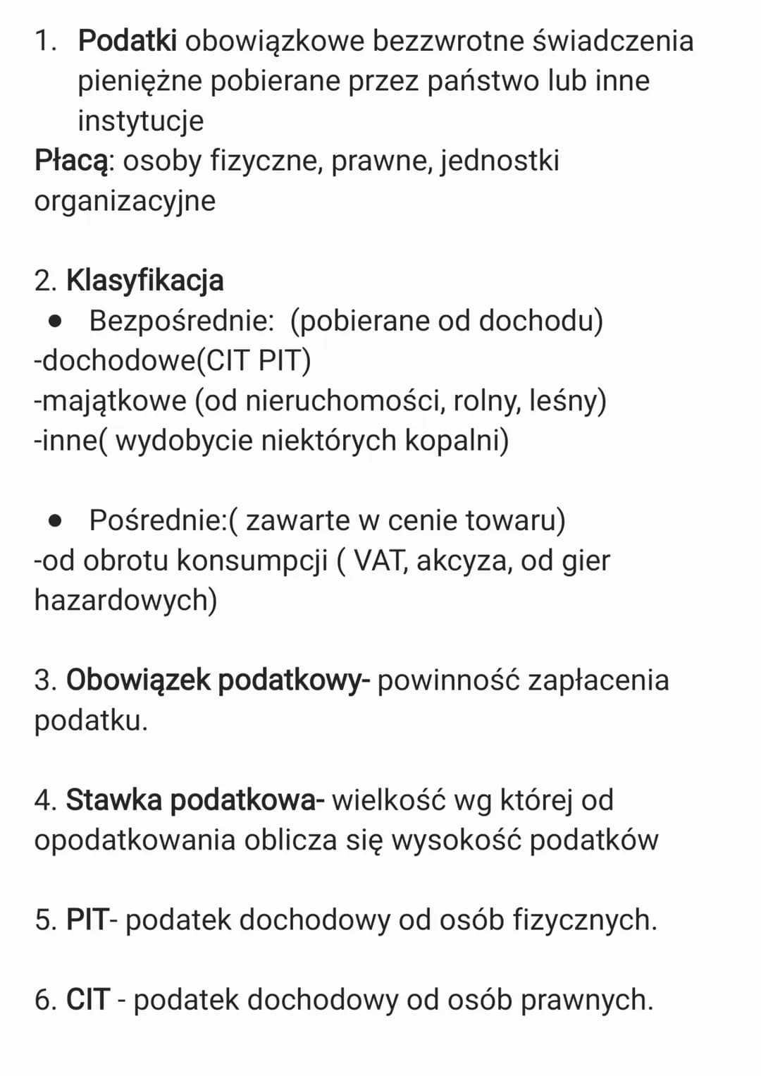 1. Podatki obowiązkowe bezzwrotne świadczenia
pieniężne pobierane przez państwo lub inne
instytucje
Płacą: osoby fizyczne, prawne, jednostki