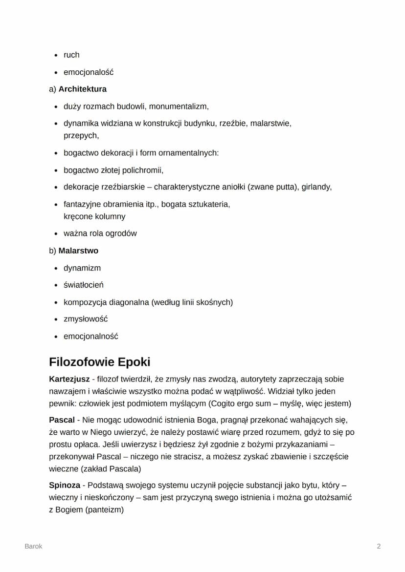 Barok
Barok
Główny kierunek w kulturze europejskiej, którego trwanie datuje się od XVII w.
do 1 połowy XVIII w. w Polsce i od końca XVI w do