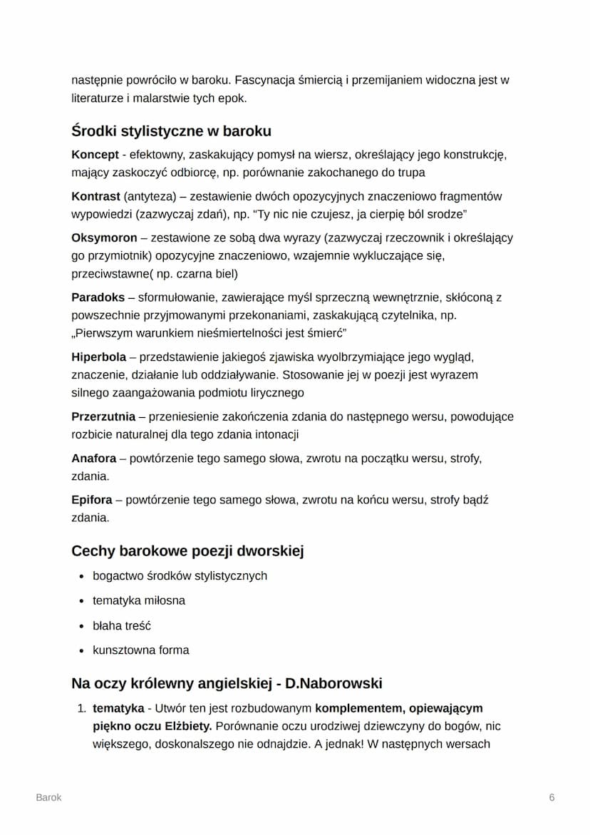 Barok
Barok
Główny kierunek w kulturze europejskiej, którego trwanie datuje się od XVII w.
do 1 połowy XVIII w. w Polsce i od końca XVI w do