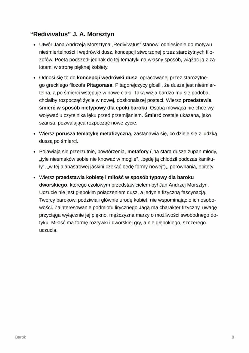 Barok
Barok
Główny kierunek w kulturze europejskiej, którego trwanie datuje się od XVII w.
do 1 połowy XVIII w. w Polsce i od końca XVI w do