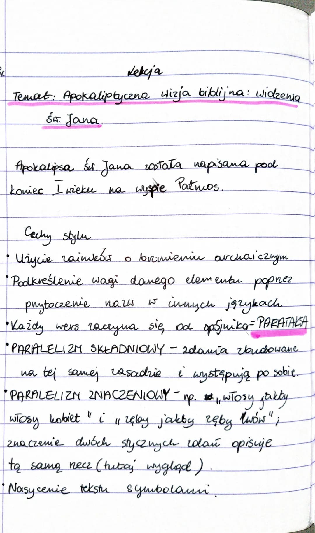 Lekcja
Temat: Apokaliptyczna wizja biblijna: widzenia
Sir. Jana.
Apokalipsa sit. Jana została napisana pod
Patmos
koniec I wieku na wyspie
C