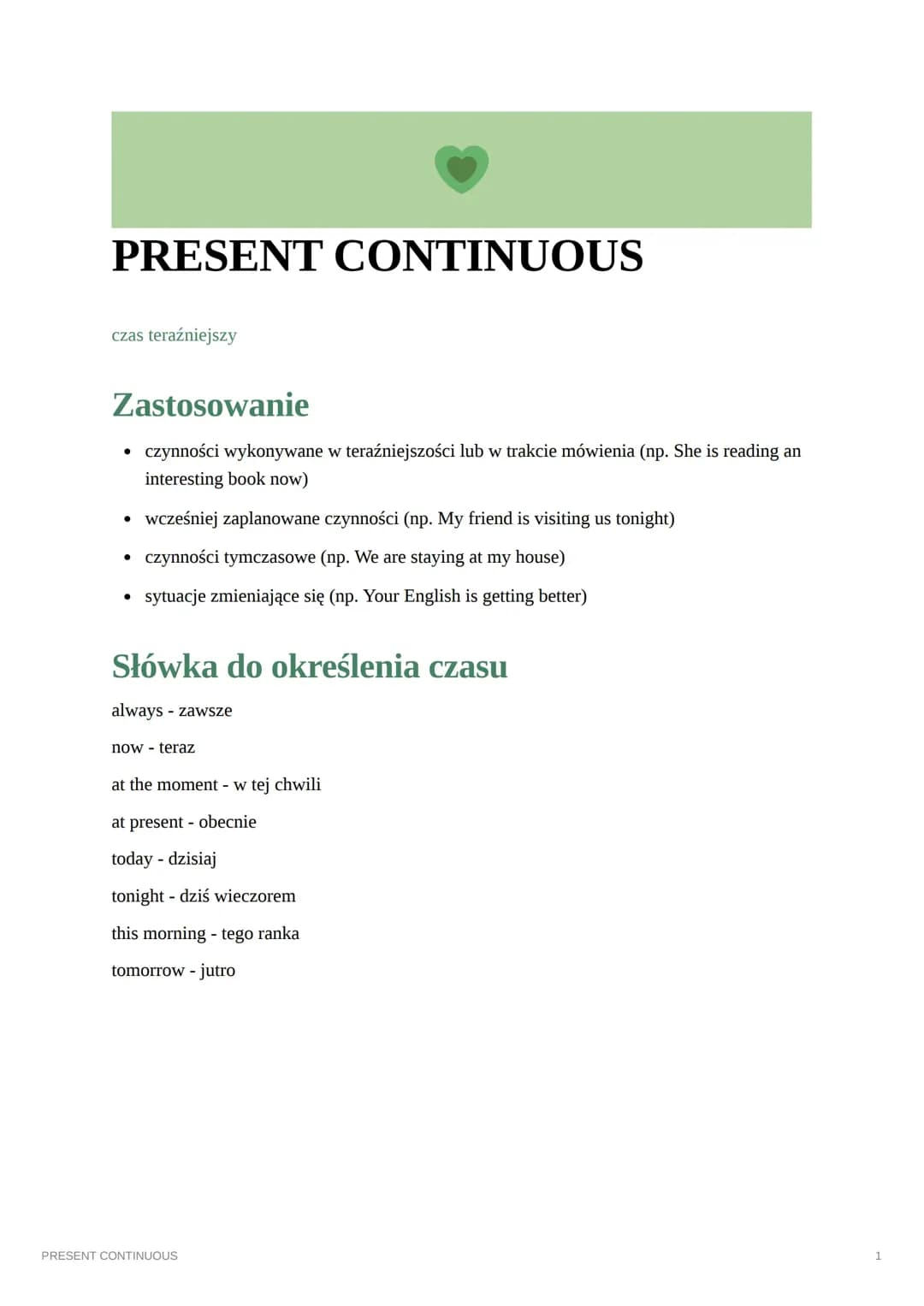 PRESENT CONTINUOUS