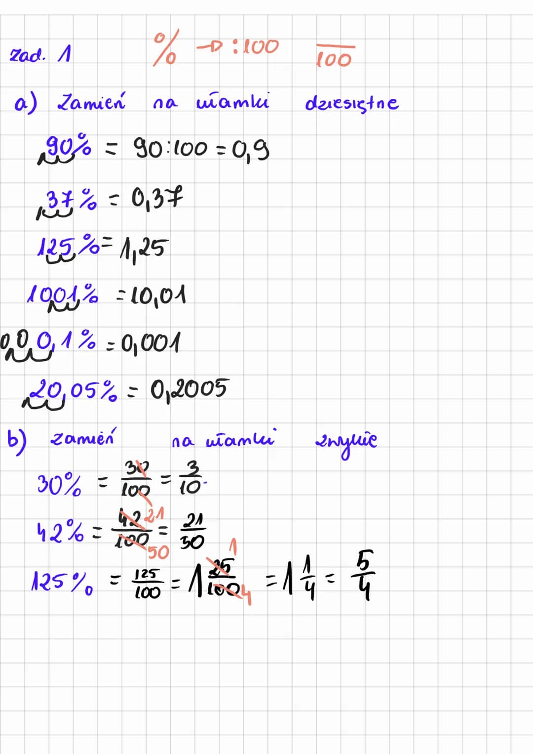 PROCENTY
KLASA
6
Obniżki i podwyżki 1. PROCENTY I UŁAMKI
45%
4
1% → 12/20 = 0,07
% → :100
45 os. no 100 os
45
100
100
100% = 1
20
20% = 20:1