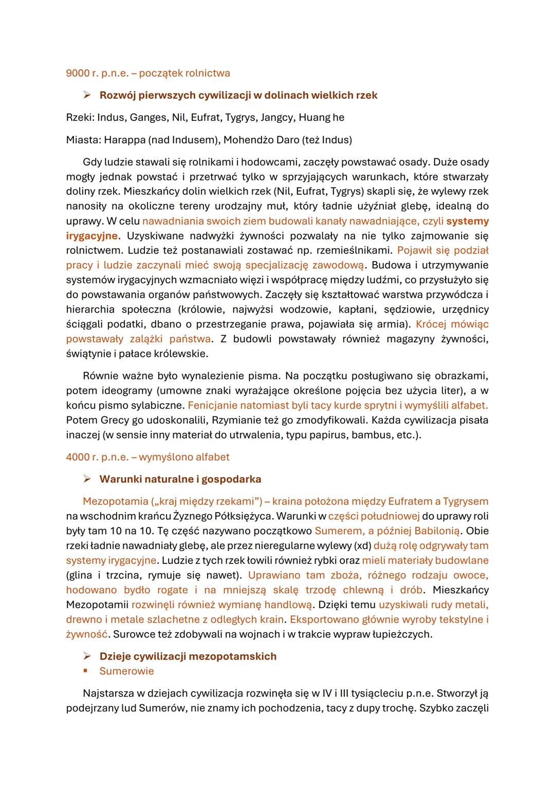 # Starożytność

*   Pierwsze cywilizacje i Mezopotamia

> Pochodzenie człowieka

teoria kreacjonizmu - ludzie zostali stworzeni przez jedneg