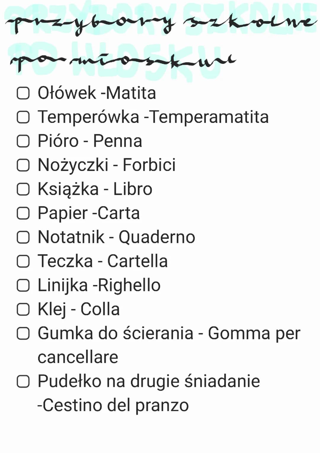 Przybory Szkolne, Liczymy i Zwierzęta po Włosku dla Dzieci