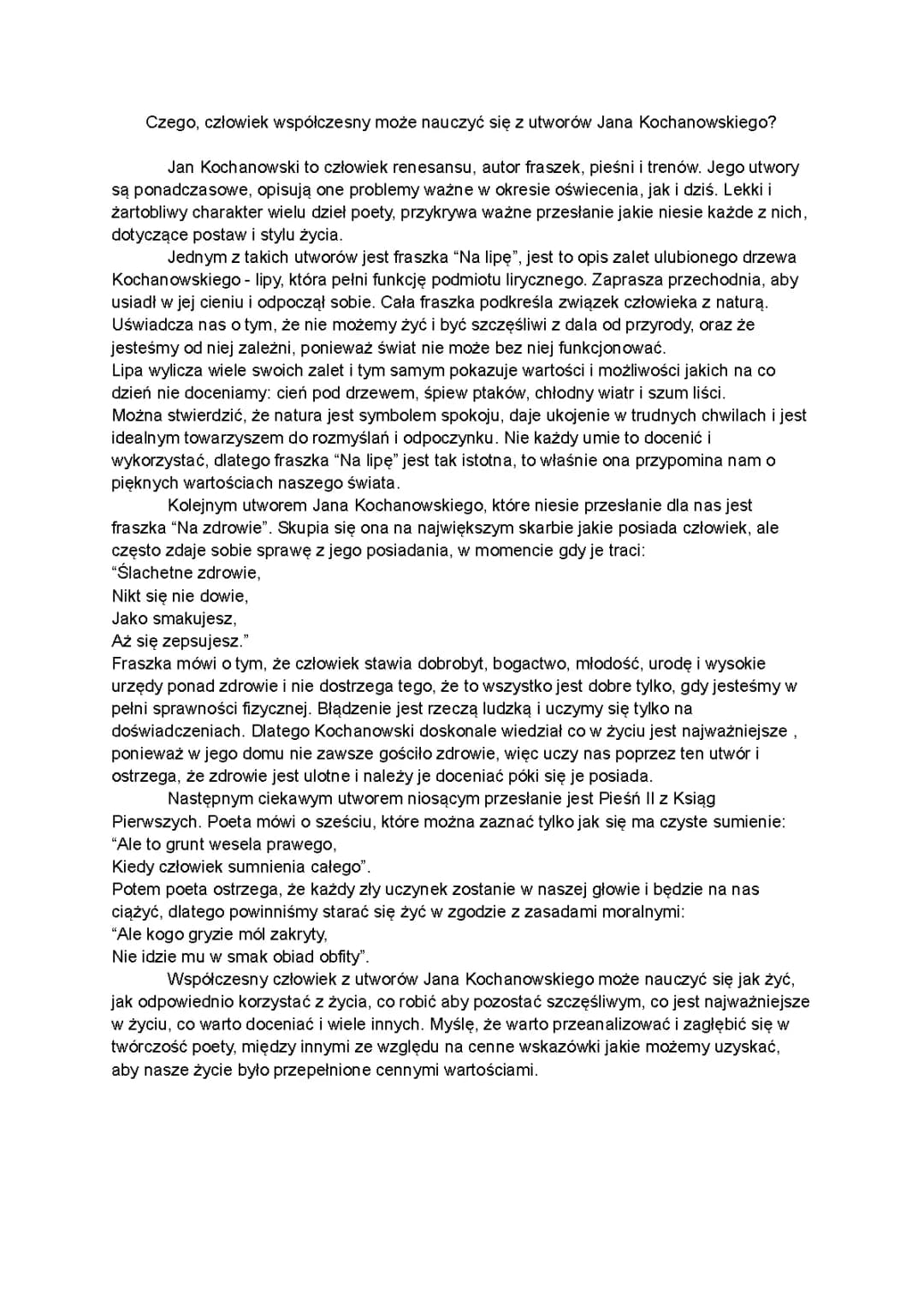Twórczość Jana Kochanowskiego - Fraszki i Biografia na Klasa 7