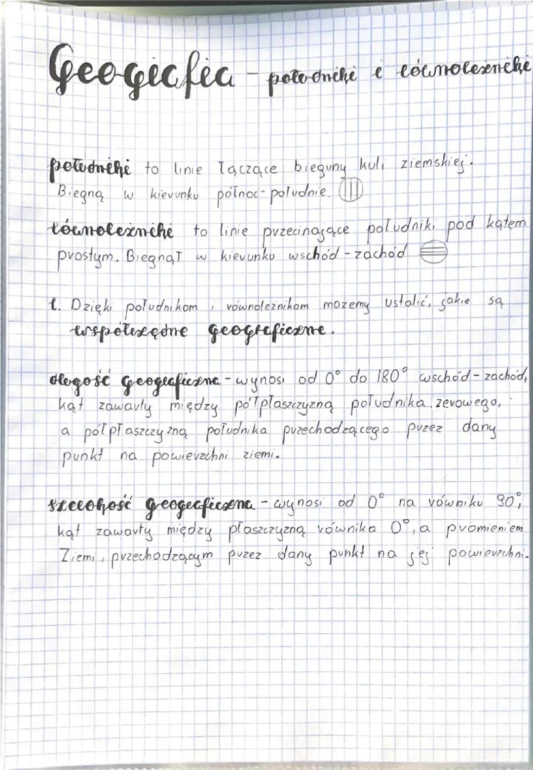 lownolexnche
Geegecfic - porte-onche i równoteznéhé
połudnéki to linie łączące bieguny kuli ziemskiej
Biegną w kierunku północ- poludnie.
łó