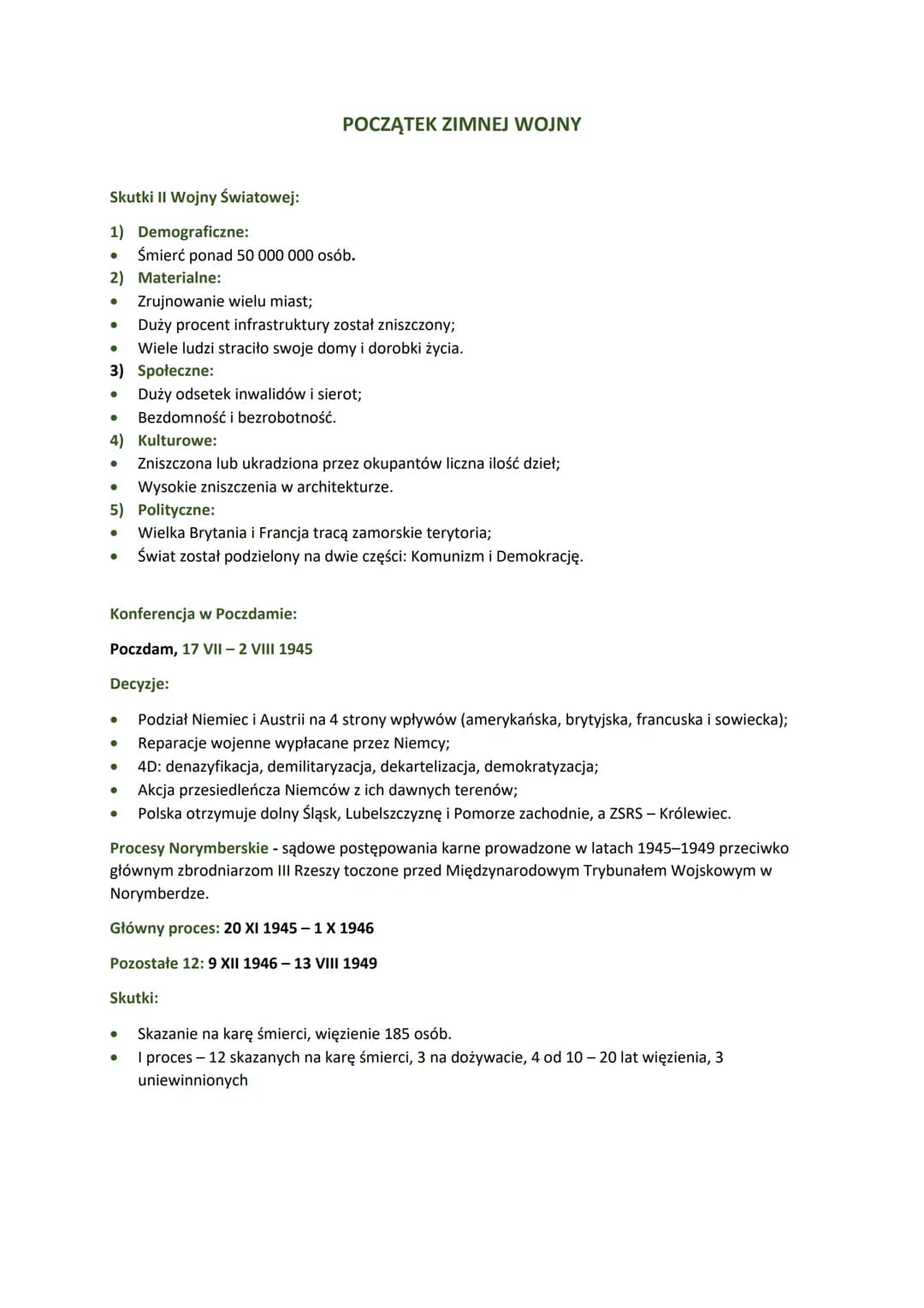 Skutki II Wojny Światowej:
1) Demograficzne:
●
2) Materialne:
●
Zrujnowanie wielu miast;
Duży procent infrastruktury został zniszczony;
● Wi