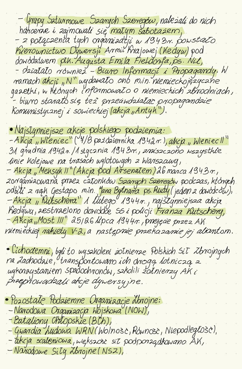 Polskie Państwo
Podziemne
•Polskie Państwo Podziemne skladało się 2 dwóch pionów:
-pion wojskowy zajmował się m.in. walką 2 okupantem, akcja