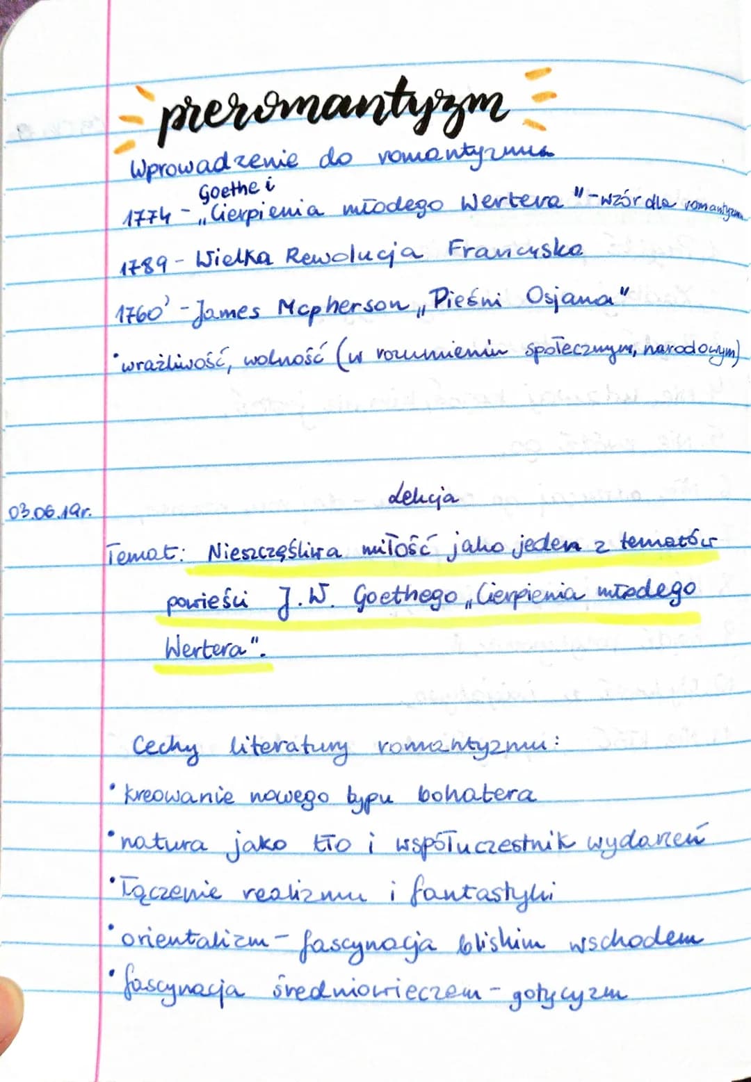 03.06.19r.
preromantyzm
Wprowadrenie сво пошептучишь
1774- Cierpienia młodego Wertera "-wzór dla romantyzm
Goethe i
16
1789- Wielka Rewolucj