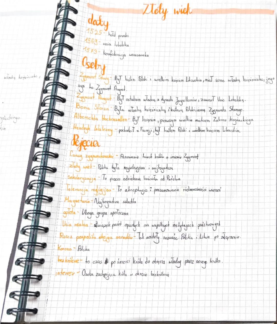 włoską księżniczke,
gouckiego.
kim

daty
1525-hold pruski
1569-unia lubelska
Złoty wick
1573- konfederacja warszawska

Oseby
Zygmunt Saury- 
