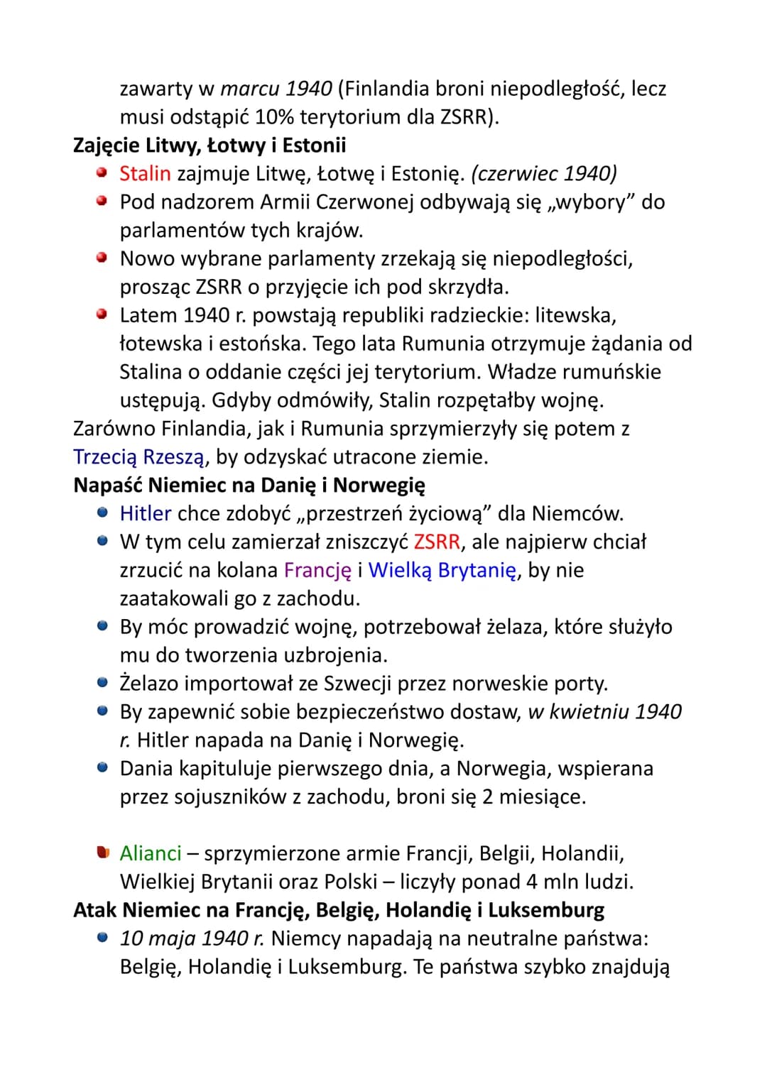 Legenda:
wydarzenia z Niemcami
wydarzenia z Wielką Brytanią
wydarzenia z ZSRR
wydarzenia z Francją
• wydarzenia z Polską
• wydarzenia z Japo
