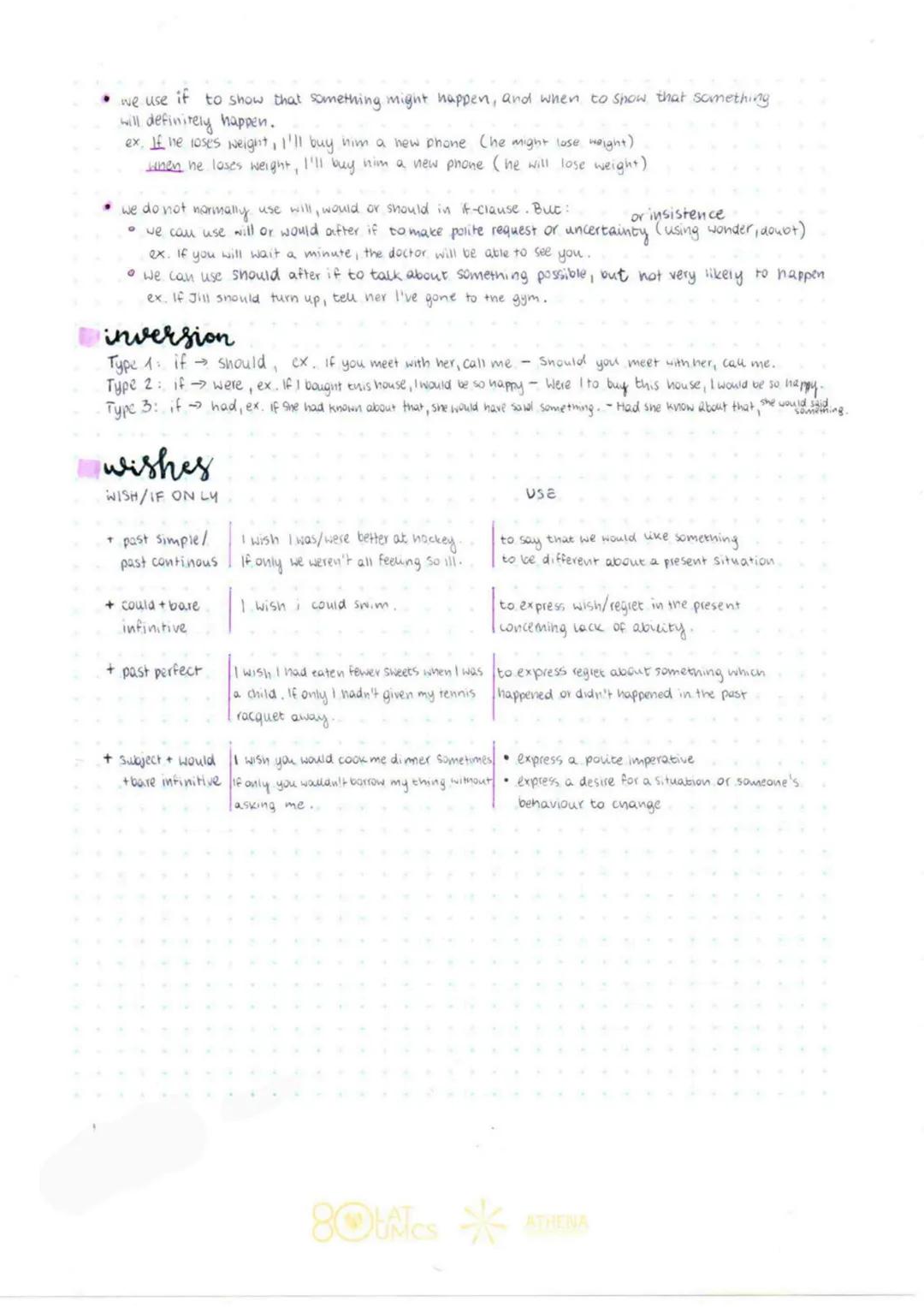 # Conditionals

0

*   general truth or scientific fact (water boils in 100 degrees)

if/when + present simple -------- present simple

ex. 