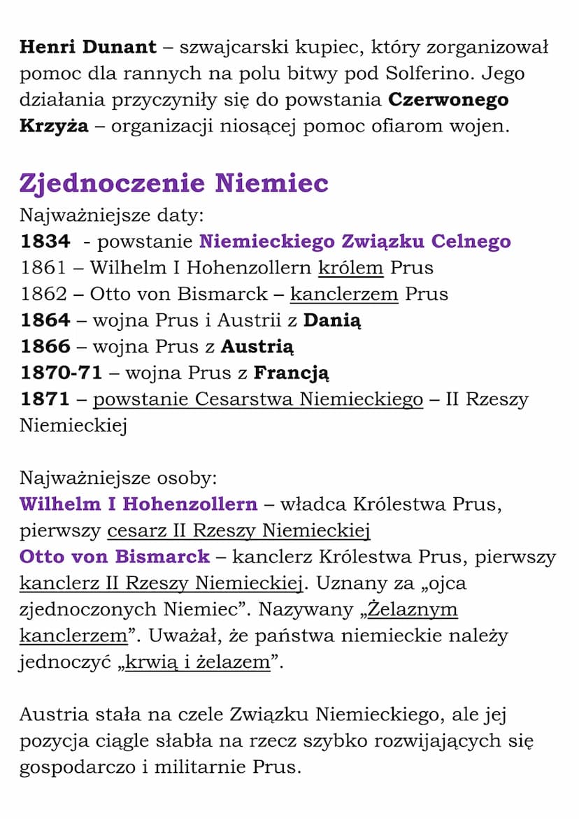 Zjednoczenie Włoch i
Niemiec
Zjednoczenie Włoch
Najważniejsze daty:
1859 - bitwy pod Magentą i Solferino
1860 - wyprawa „tysiąca czerwonych 
