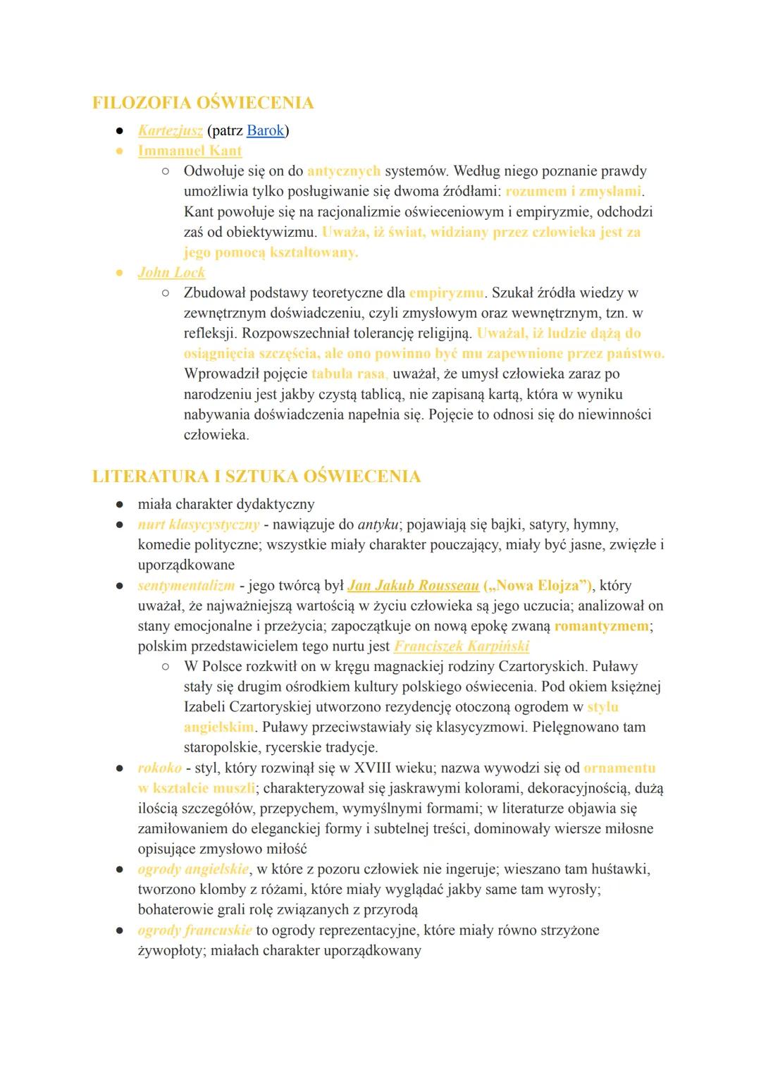 OŚWIECENIE
●
trwało od pierwszych lat XVII wieku do lat 70. XVIII wieku
O w Polsce trwało od końca XVII wieku do 1822 roku (Adam Mickiewicz
