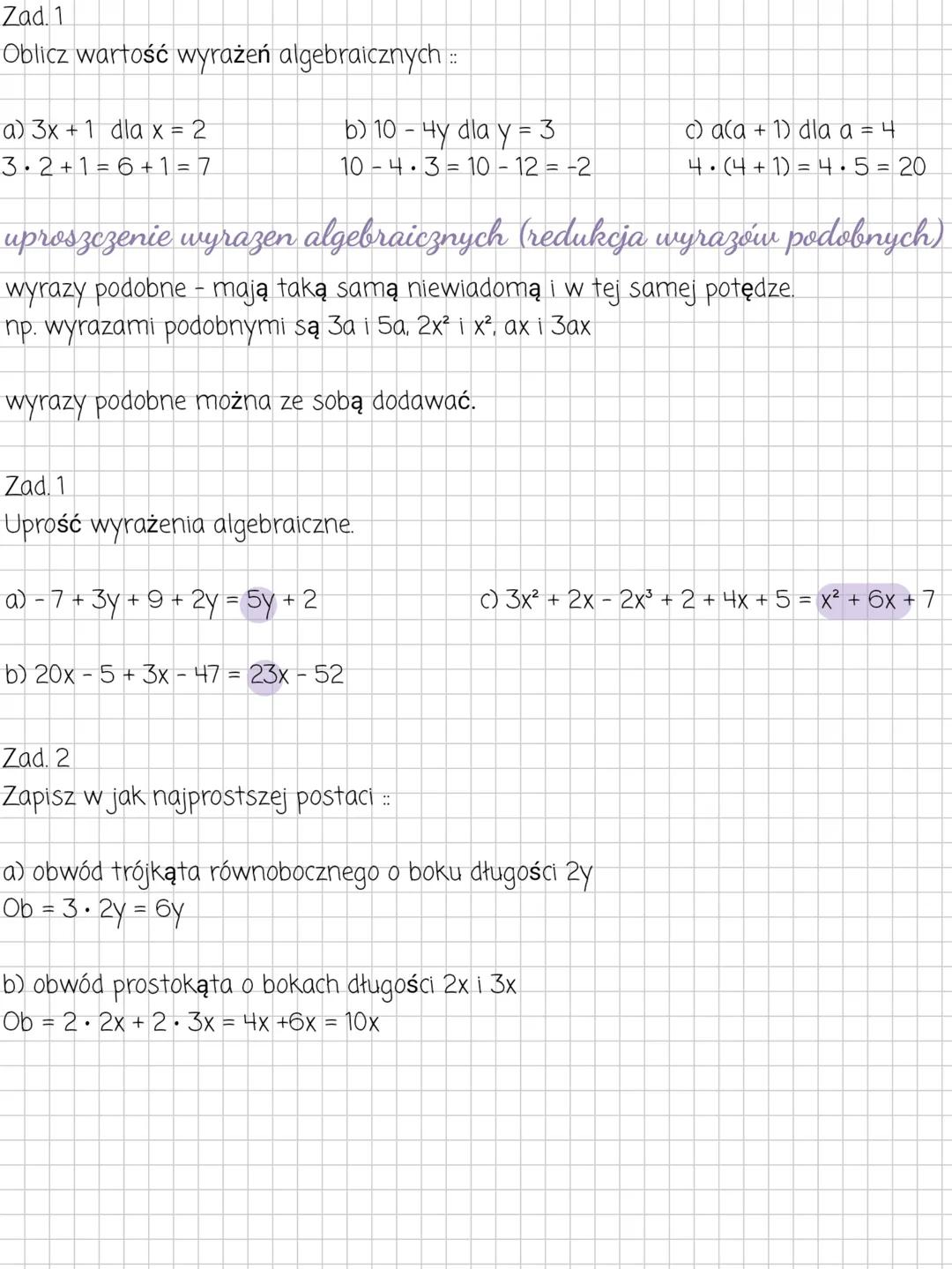 # matematyka
wyrazenia algebraiczne
i rownania
zapisywanie wyrazen algebraicznych
liczba o 3 większa od x ---> x +3
liczba o 5 mniejsza