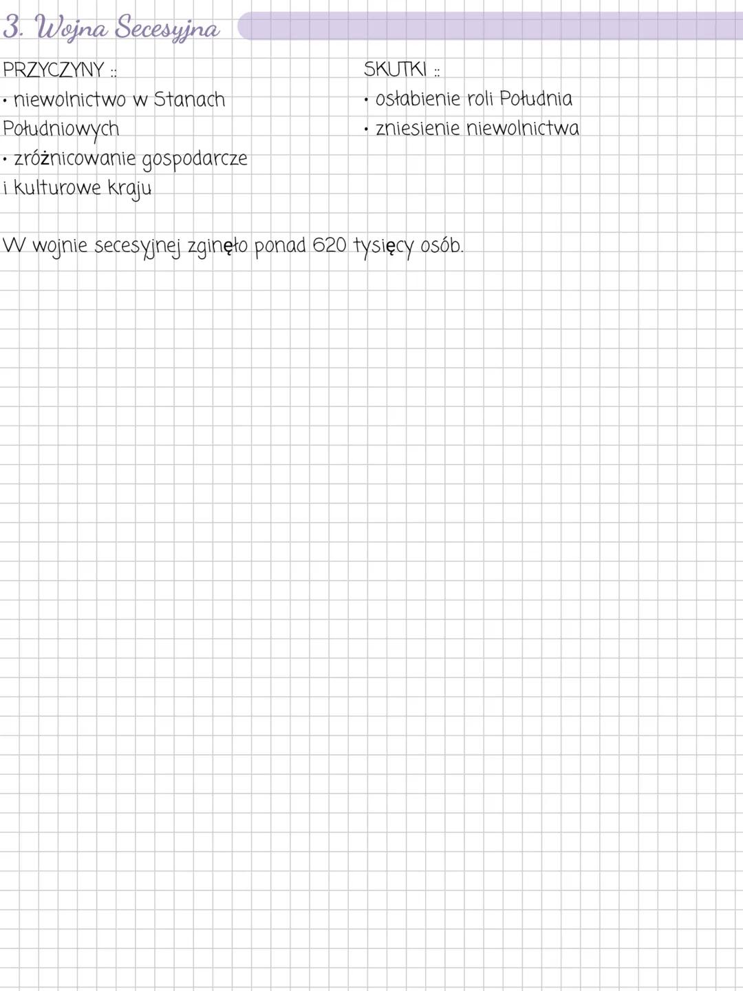 # historia
Stany Zjednoczone w XIX wieku
1. Podzial Stanów Zjednoczonych
**Pólnoc**
* Przemysł (wydobywczy,
włókienniczy, metalurgiczny)