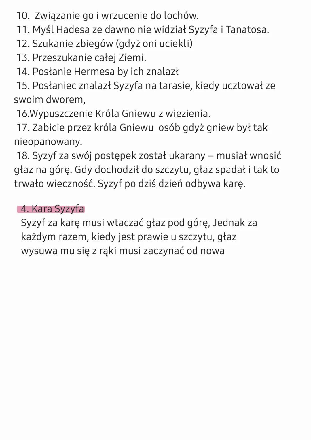 Mitologia /mit o Syzyfie
1. Syzyf Jako król
- dobry, oddany królestwu
- ma chęci do działania
- założył i wzbogacił Korynt
- doprowadza król