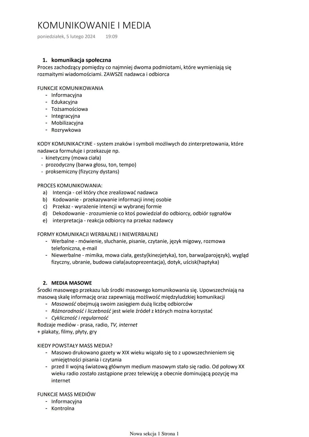 komunikacja społeczna i media masowe