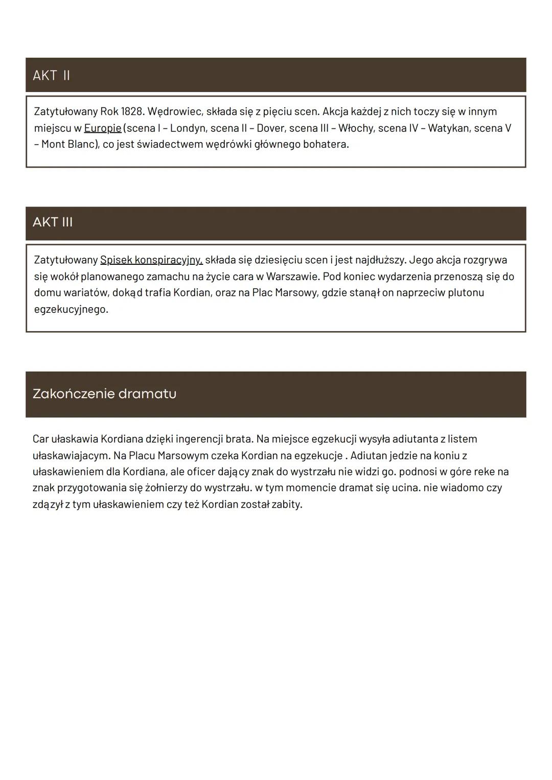 "KORDIAN"
Tytuł:
Data:
Miejsce:
PROLOG
"Kordian: część pierwsza trylogii. Spisek koronacyjny."
1833 r.
PRZYGOTOWANIE
Genewa
ΑΚΤΙ
JULIUSZ SŁO