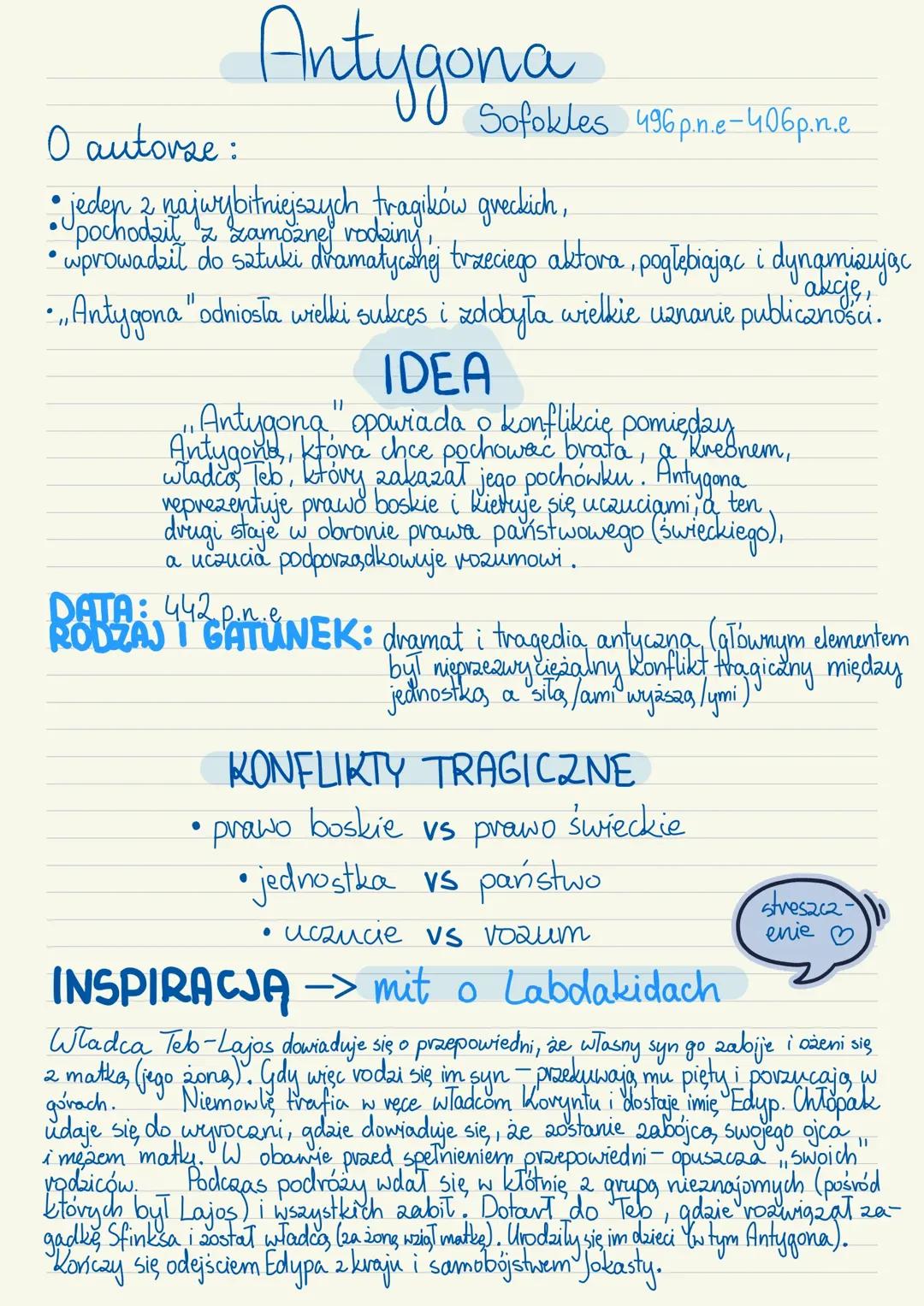 Antygona - opracowanie lektury