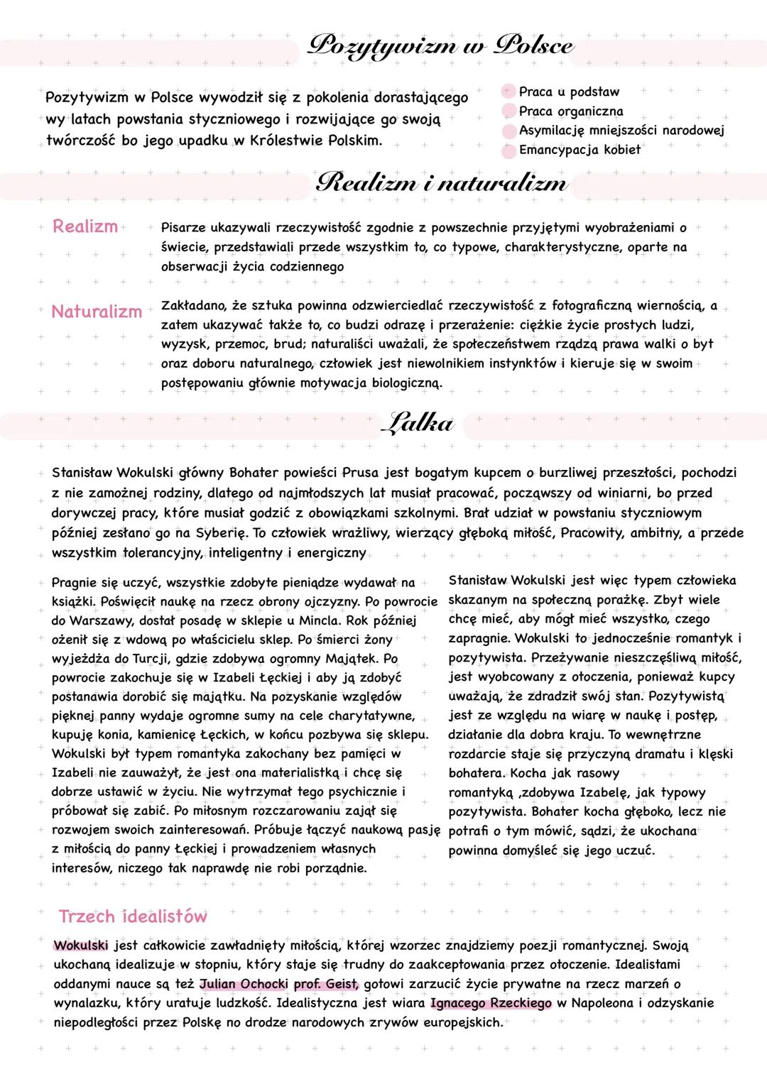 +
Pozytywizm w Polsce wywodził się z pokolenia dorastającego
wy latach powstania styczniowego i rozwijające go swoją
twórczość bo jego upadk