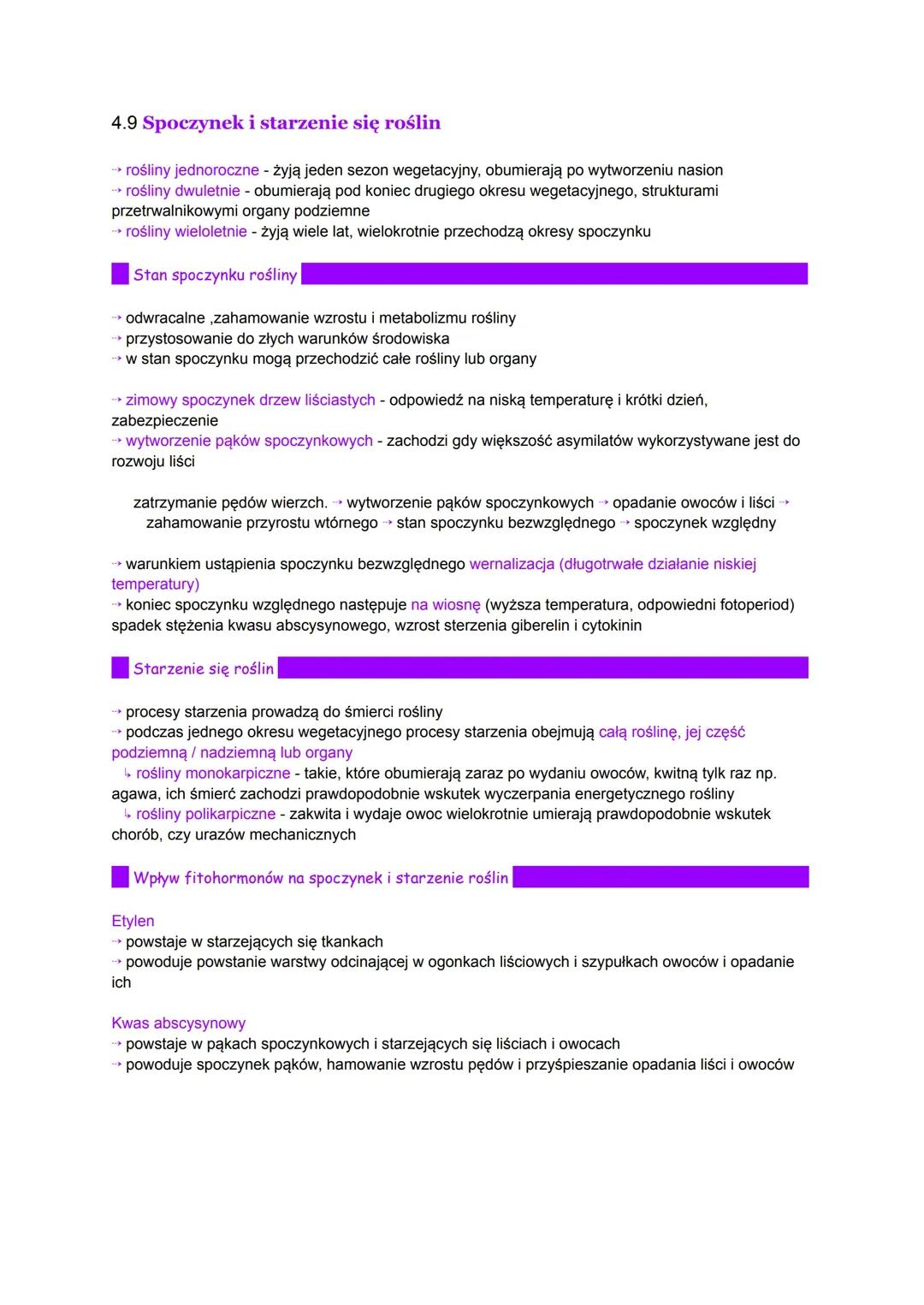 4.9 Spoczynek i starzenie sie roślin