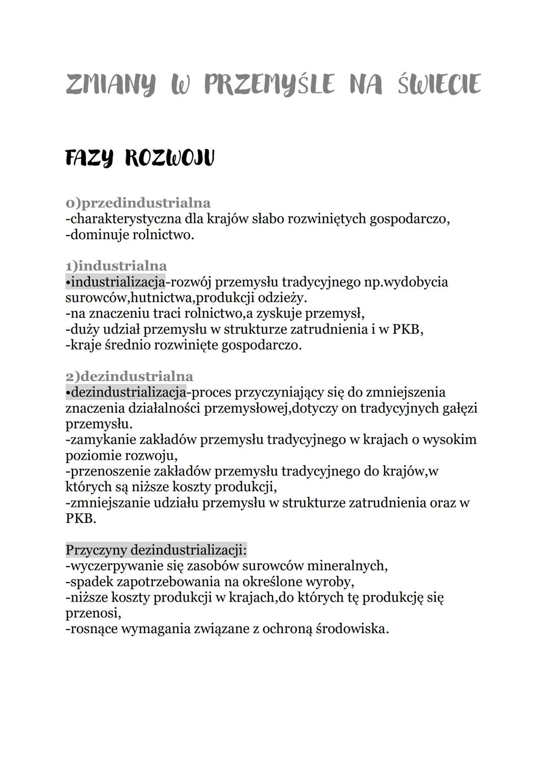 ZMIANY W PRZEMYŚLE NA ŚWIECIE