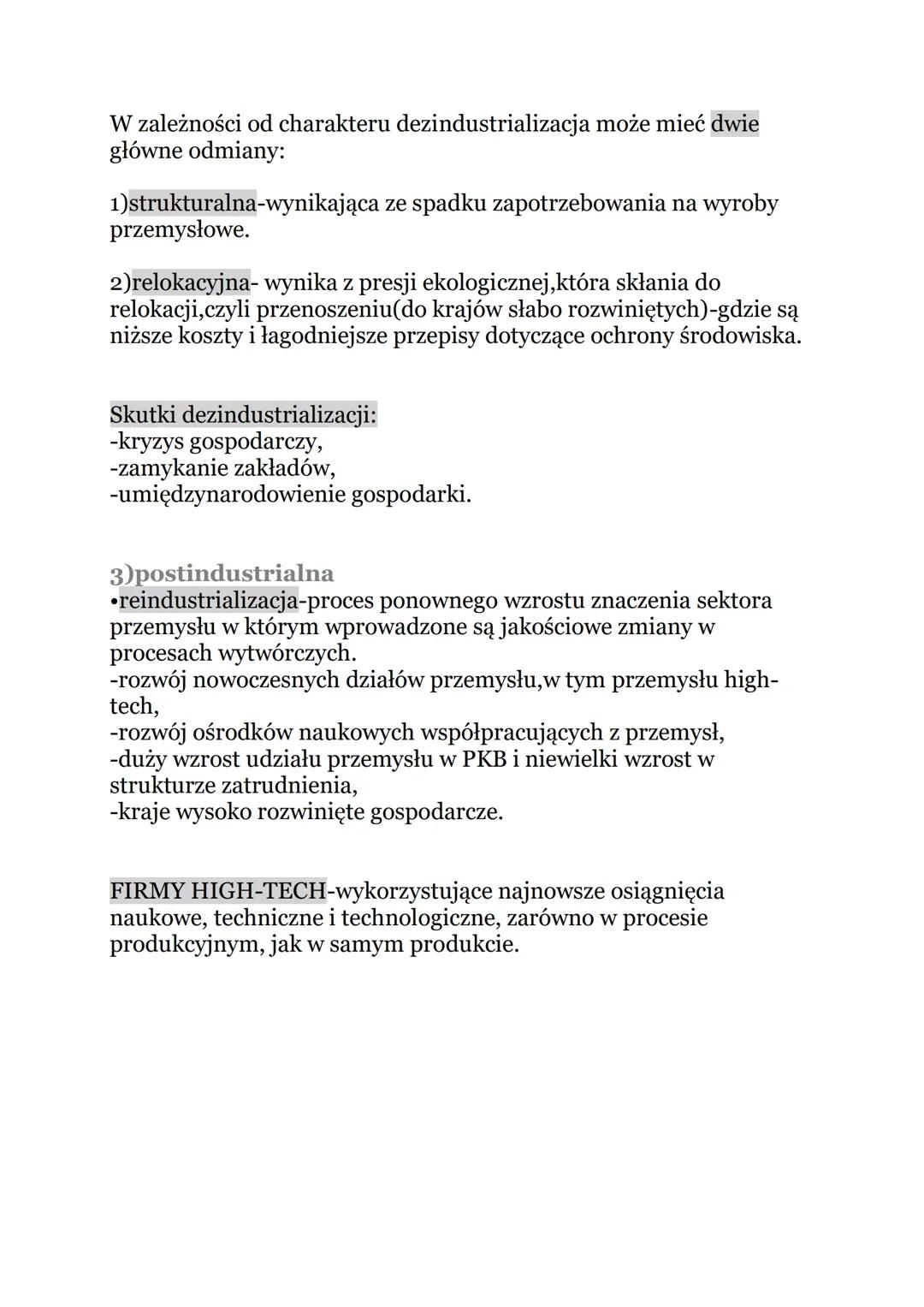 # ZMIANY W PRZEMYŚLE NA ŚWIECIE
# FAZY ROZWOJU
o)przedindustrialna
-charakterystyczna dla krajów słabo rozwiniętych gospodarczo,
-dominuje