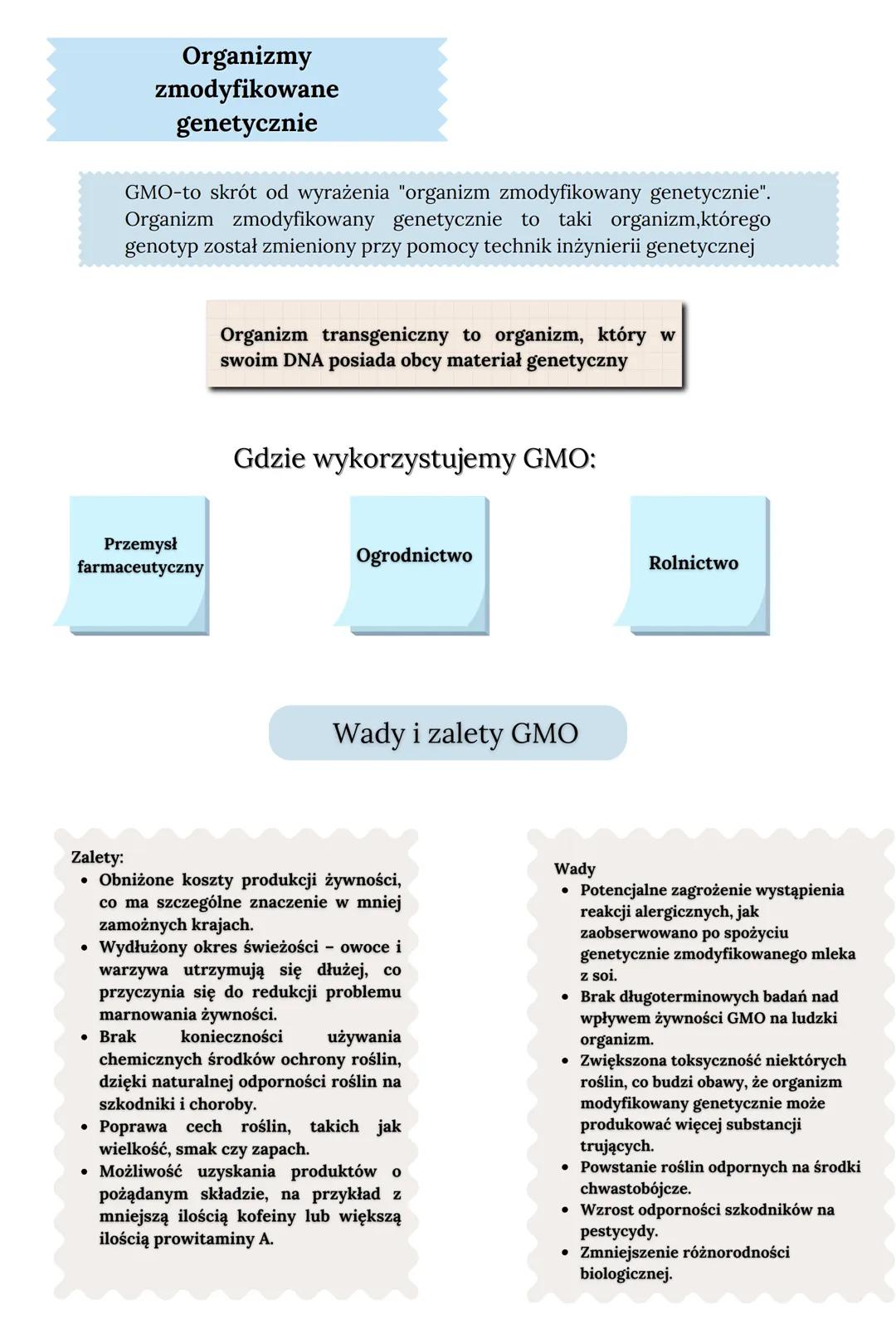 Organizmy
zmodyfikowane
genetycznie
GMO-to skrót od wyrażenia "organizm zmodyfikowany genetycznie".
Organizm zmodyfikowany genetycznie to ta