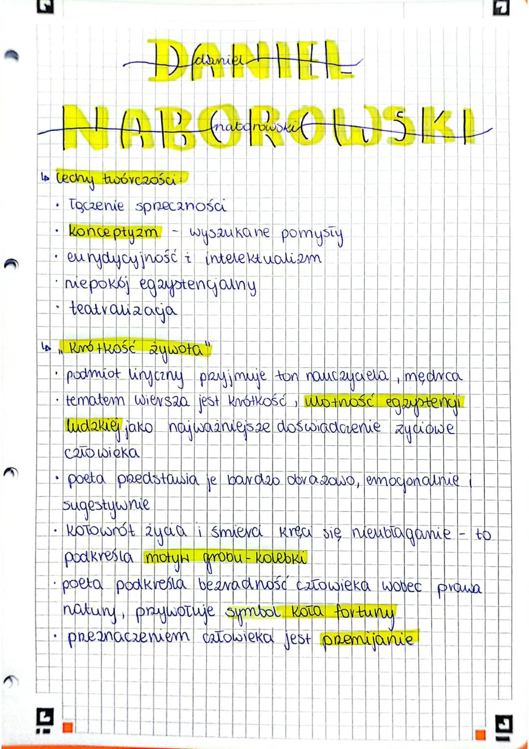 )
# Daniel
## Naborowski
Io lechy twórczości
* Tęczenie spreczności
* konceptyzm - wyszukane pomysły
* eu rydycyjność i intelektuali
