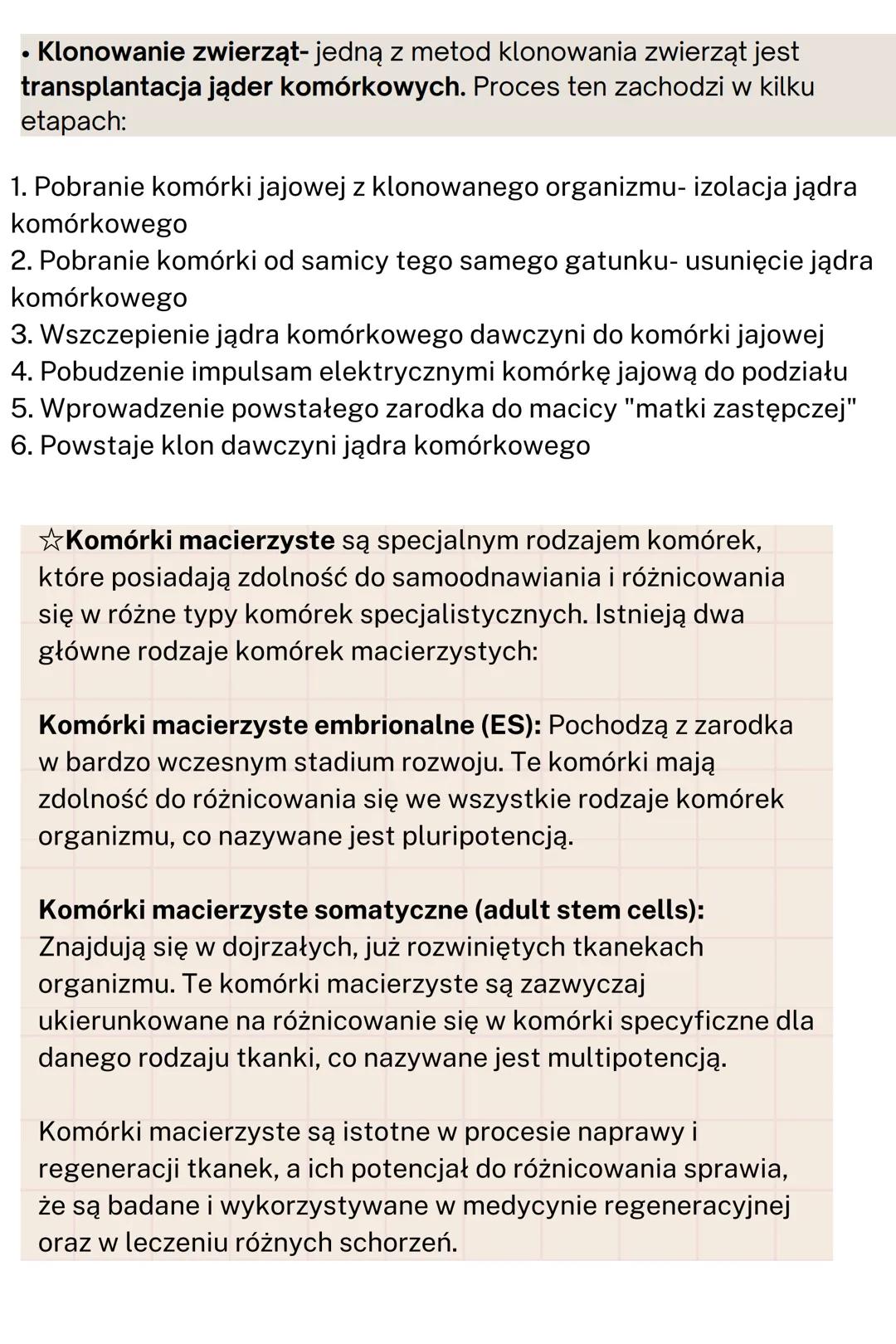 Biotechnologia molekularna
-szanse i zagrożenia
✩Klonowanie to kopiowanie komórki bądź organizmu - kopie te
są nazywane klonami i mają ident