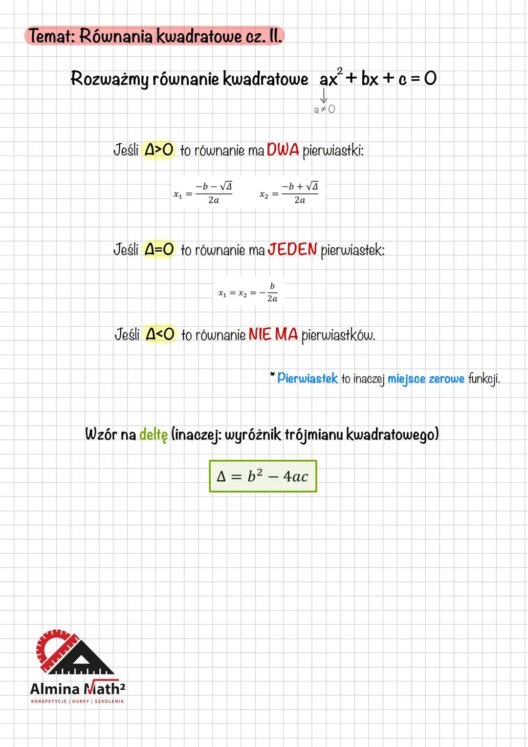 Równania kwadratowe (II)