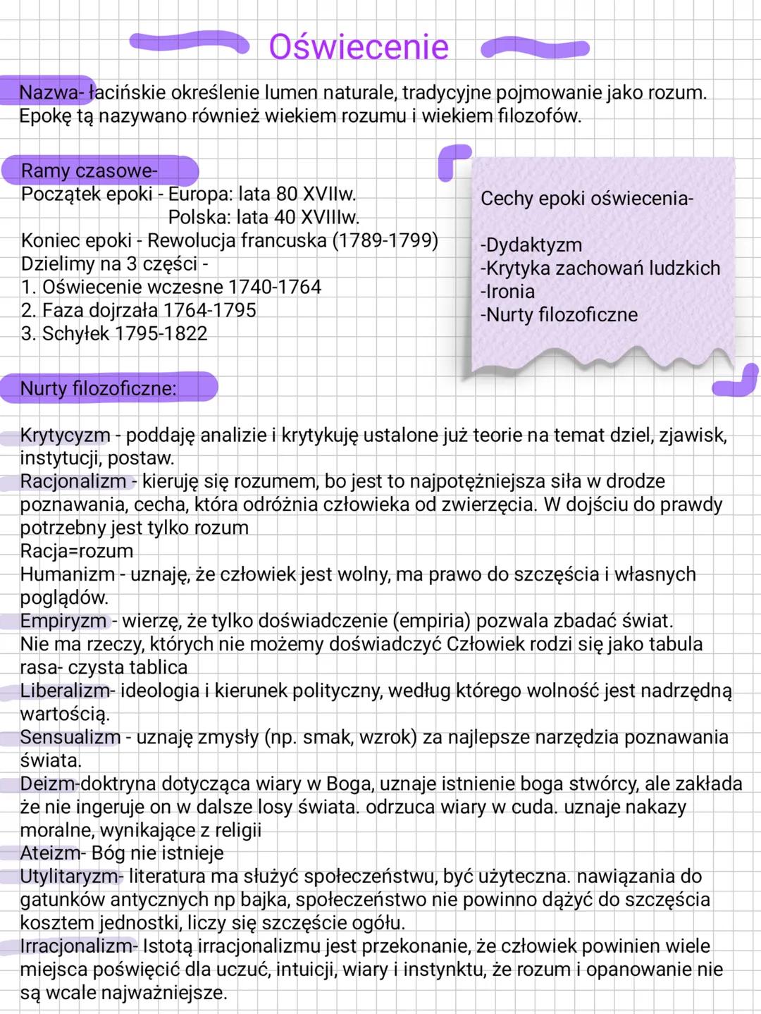 In a world you know
nothing, there will be surprises if
you go on Oświecenie
Nazwa- łacińskie określenie lumen naturale, tradycyjne pojmowan