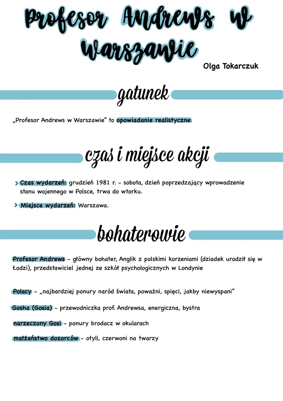 „Profesor Andrews w Warszawie” Olga Tokarczuk