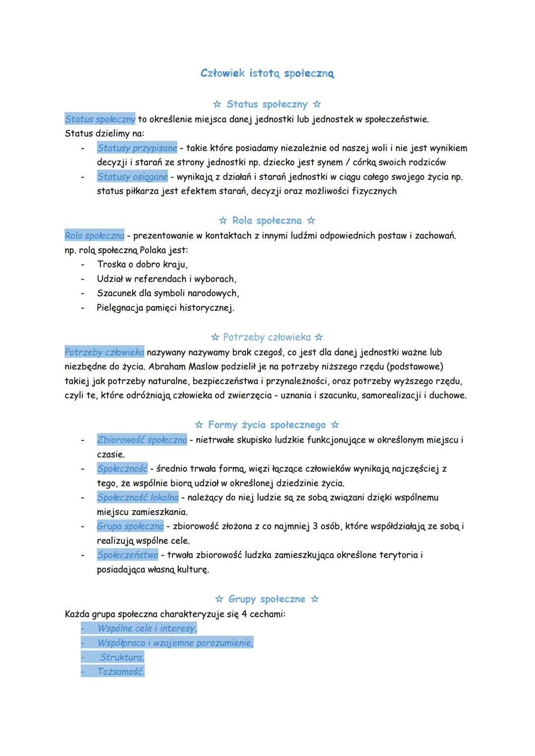 Człowiek istotą społeczną
Status społeczny ☆
Status społeczny to określenie miejsca danej jednostki lub jednostek w społeczeństwie.
Status d