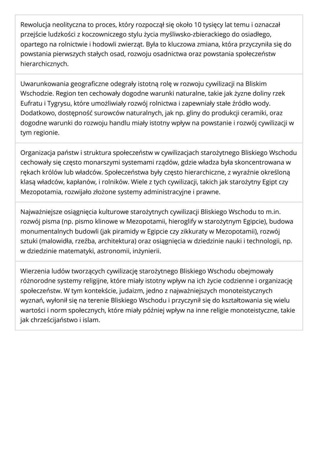 Rewolucja neolityczna to proces, który rozpoczął się około 10 tysięcy lat temu i oznaczał
przejście ludzkości z koczowniczego stylu życia my