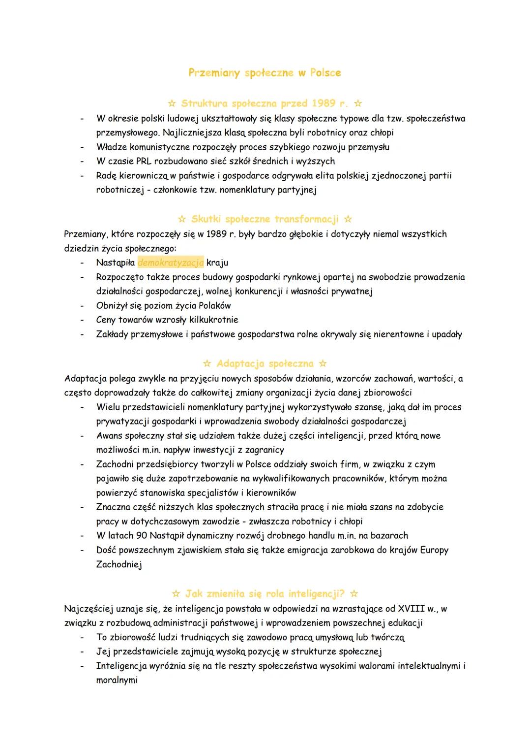 # Przemiany społeczne w Polsce
☆ Struktura społeczna przed 1989 r. ☆
- W okresie polski ludowej ukształtowały się klasy społeczne typowe d