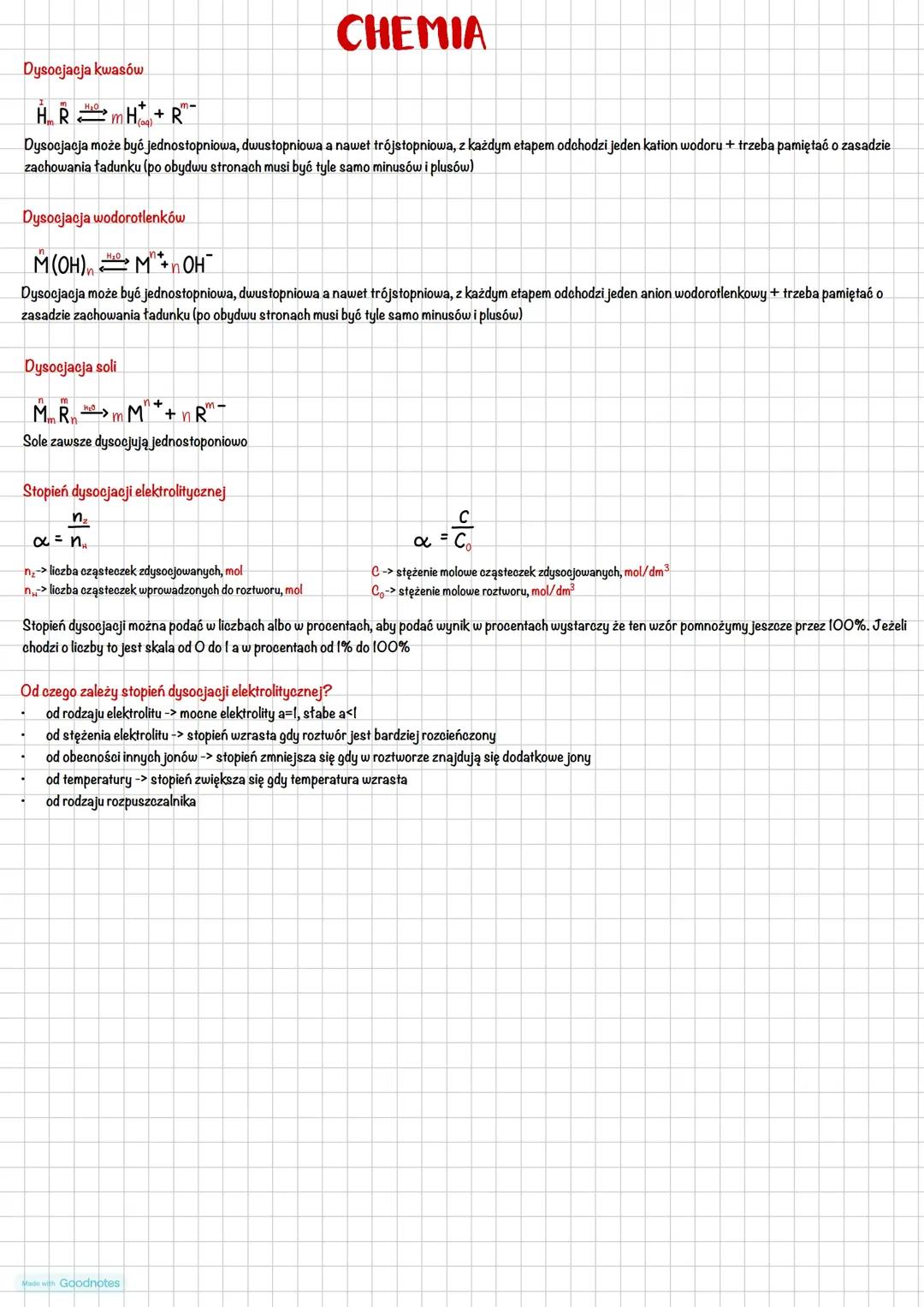 chemia, dysocjacja