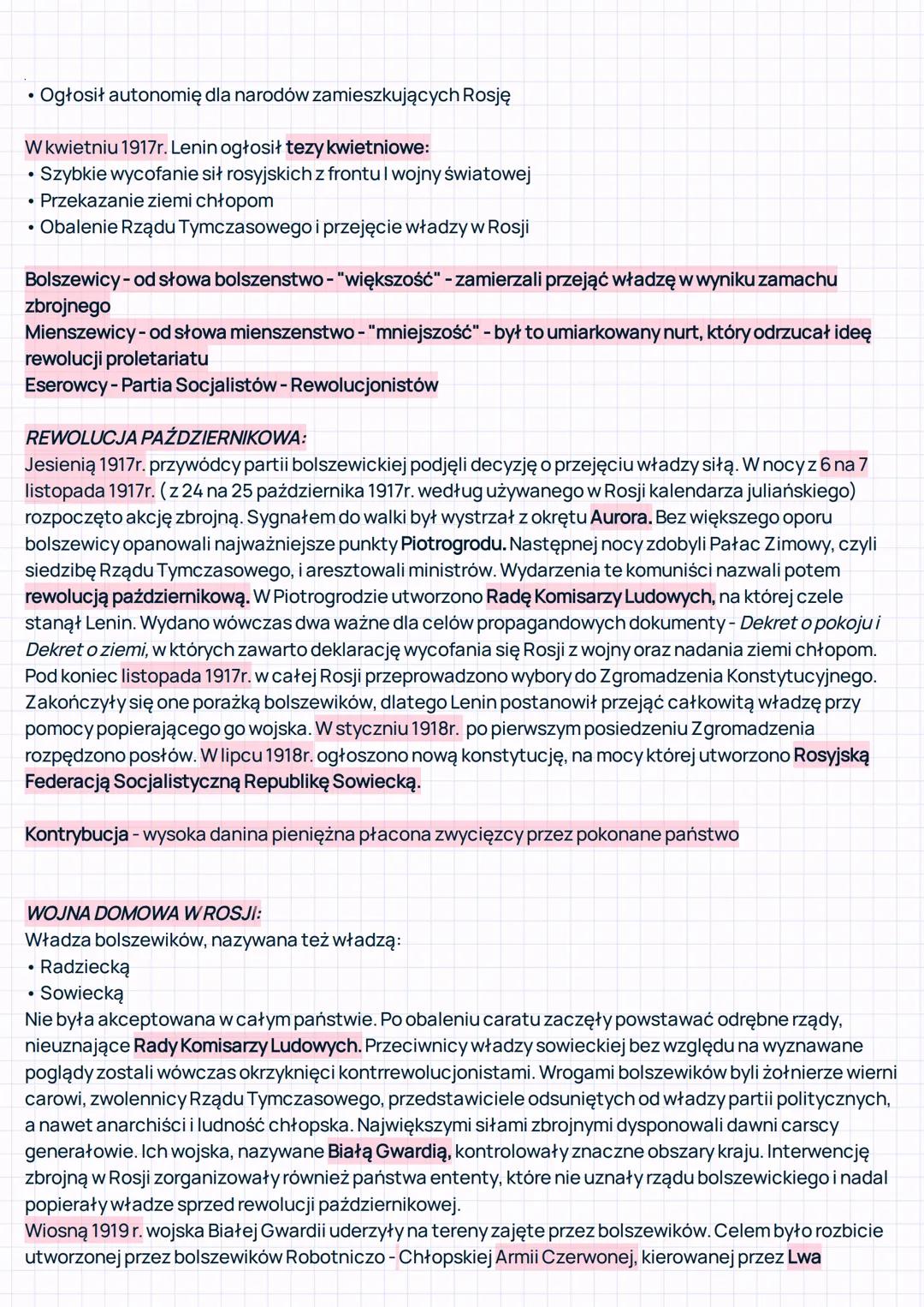 06/03, 18:30
REWOLUCJE W ROSJI
PORAŻKI ROSJI NA FRONCIE:
1914 r. - przystąpienie Rosji do I wojny światowej
Na wybuch I wojny światowej Rosj