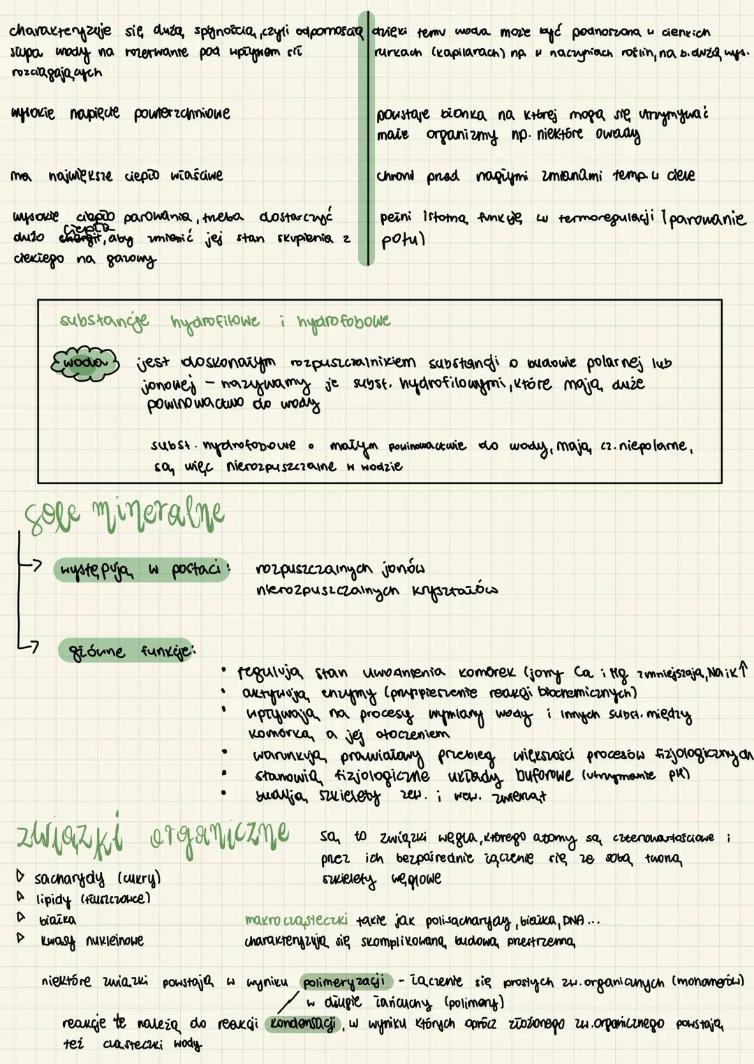 chemiczne
podstawy życia
woda - transportije substancje, wraz z nią usuwane są szkodliwe i niepotrzebne związki,
Utrzymuje prawidłowa temper