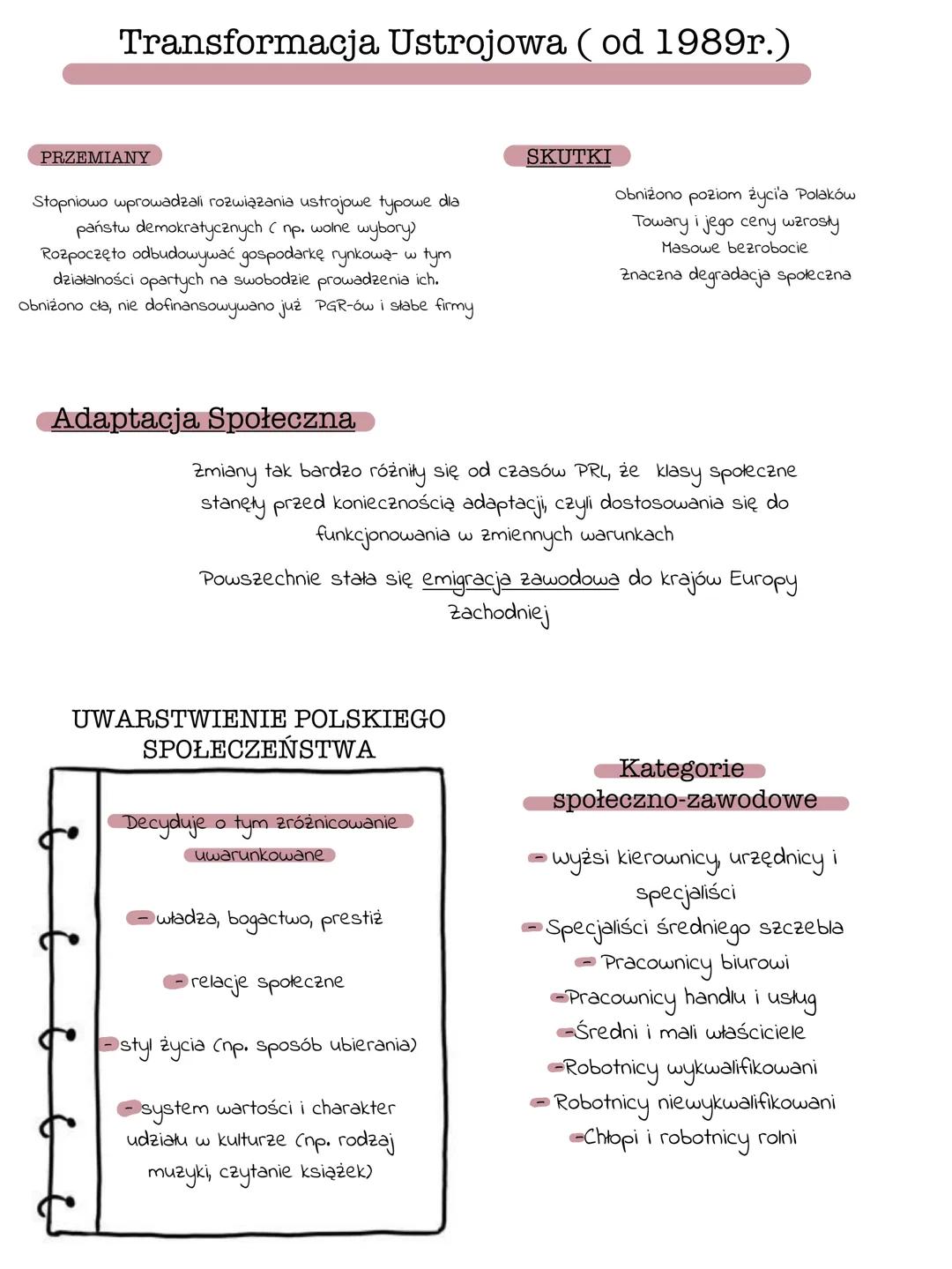 # Przemiany Społeczne w Polsce
Struktura Społeczna przed 1989r. (Polska Ludowa 1945-1989)
władza w danym okresie była komunistyczna. Nastę