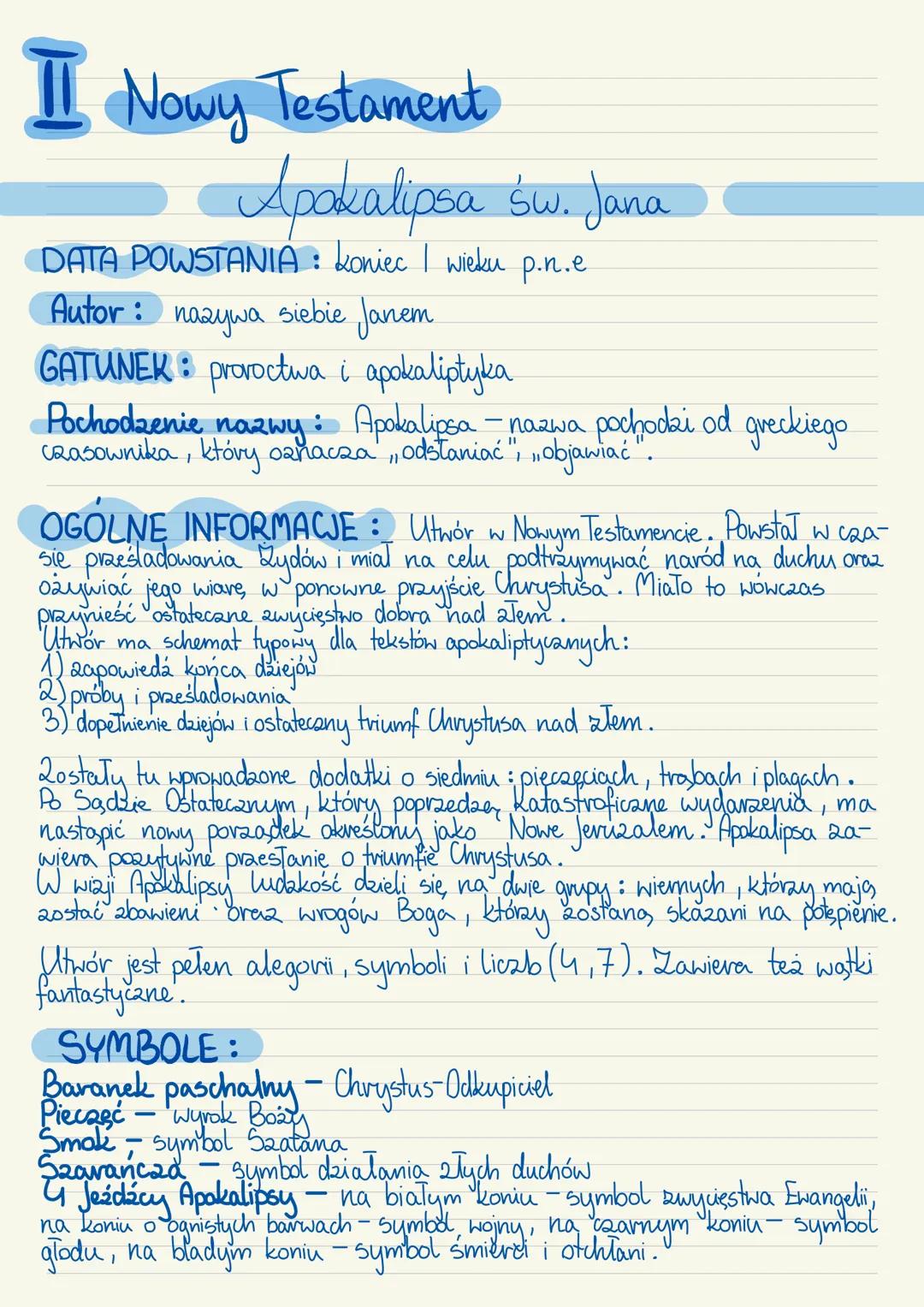 # Biblia
Biblia dzieli się na dwa Testamenty
# I Stary Testament
## Ilsięga Rodzaju
DATA POWSTANIA: XIII-XII wiek p.n.e
Autor: Autorów