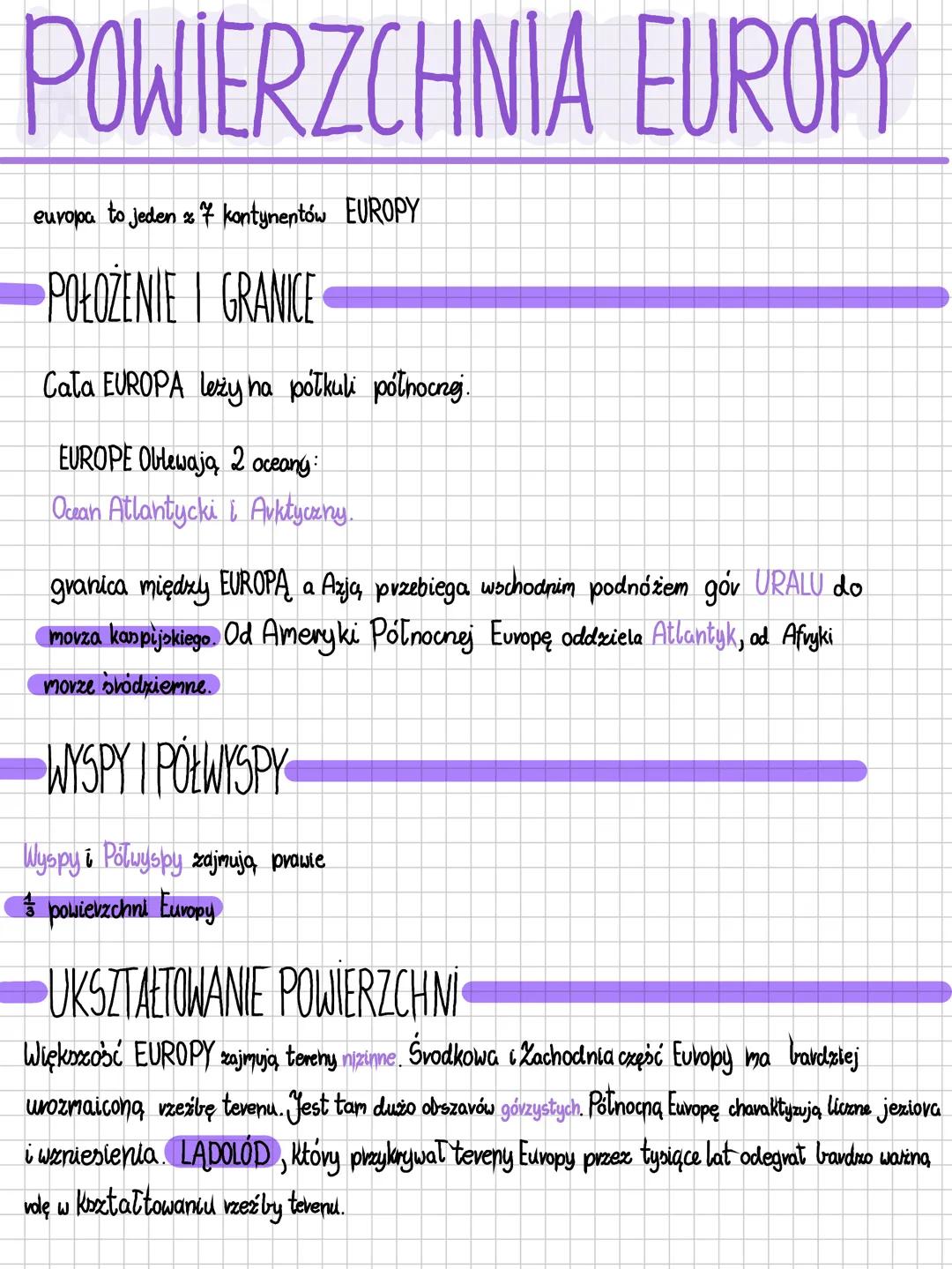 # POWIERZCHNIA EUROPY
europa to jeden z 7 kontynentów EUROPY
# POŁOŻENIE I GRANICE
Cata EUROPA leży na półkuli północnej.
EUROPE Oblewaj