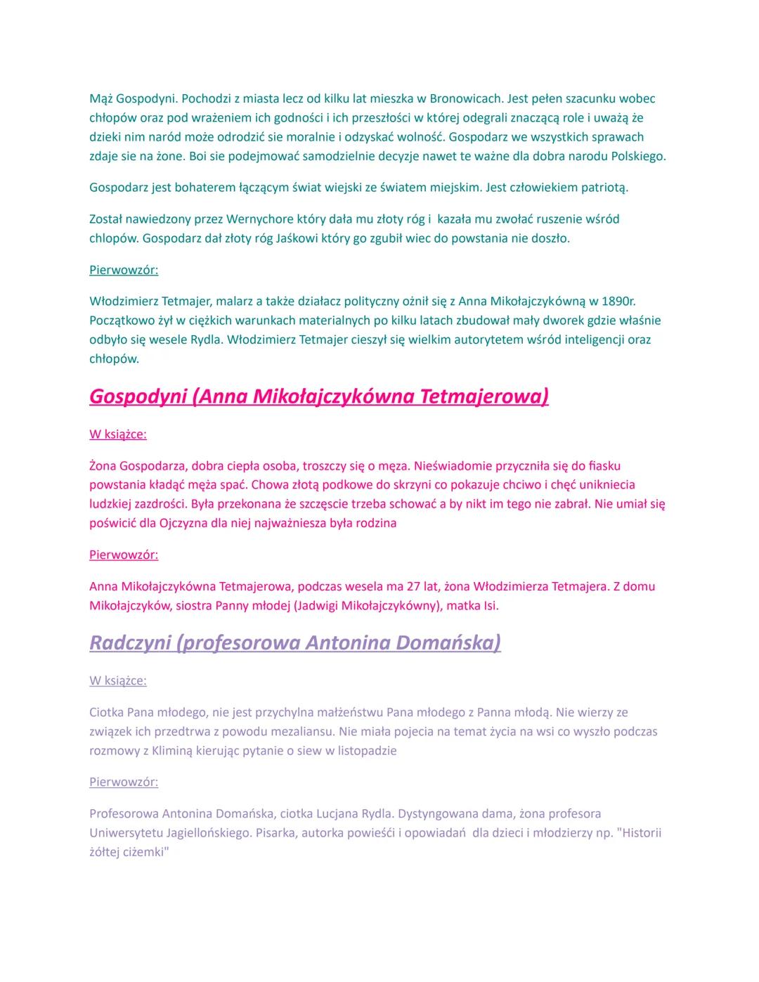 MEZALIANS - POŚLUBIENIE KOGOŚ Z NISZEGO STANU
DEKADENT-
Pan młody (Lucjan Rydel)
W książce:
Młodopolski artysta pan z miasta. Nie rozumie ws