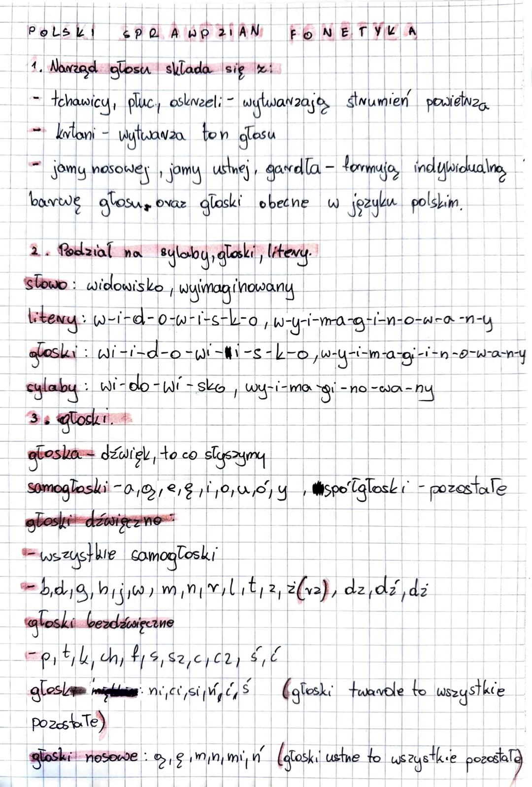 POLSKI SPRAWDZIAN FONETYLA
1. Narząd głosu składa się zi
- tchawicy, płuc, oskrzeli - wytwarzają strumień powietuza
- krtani - wytwa