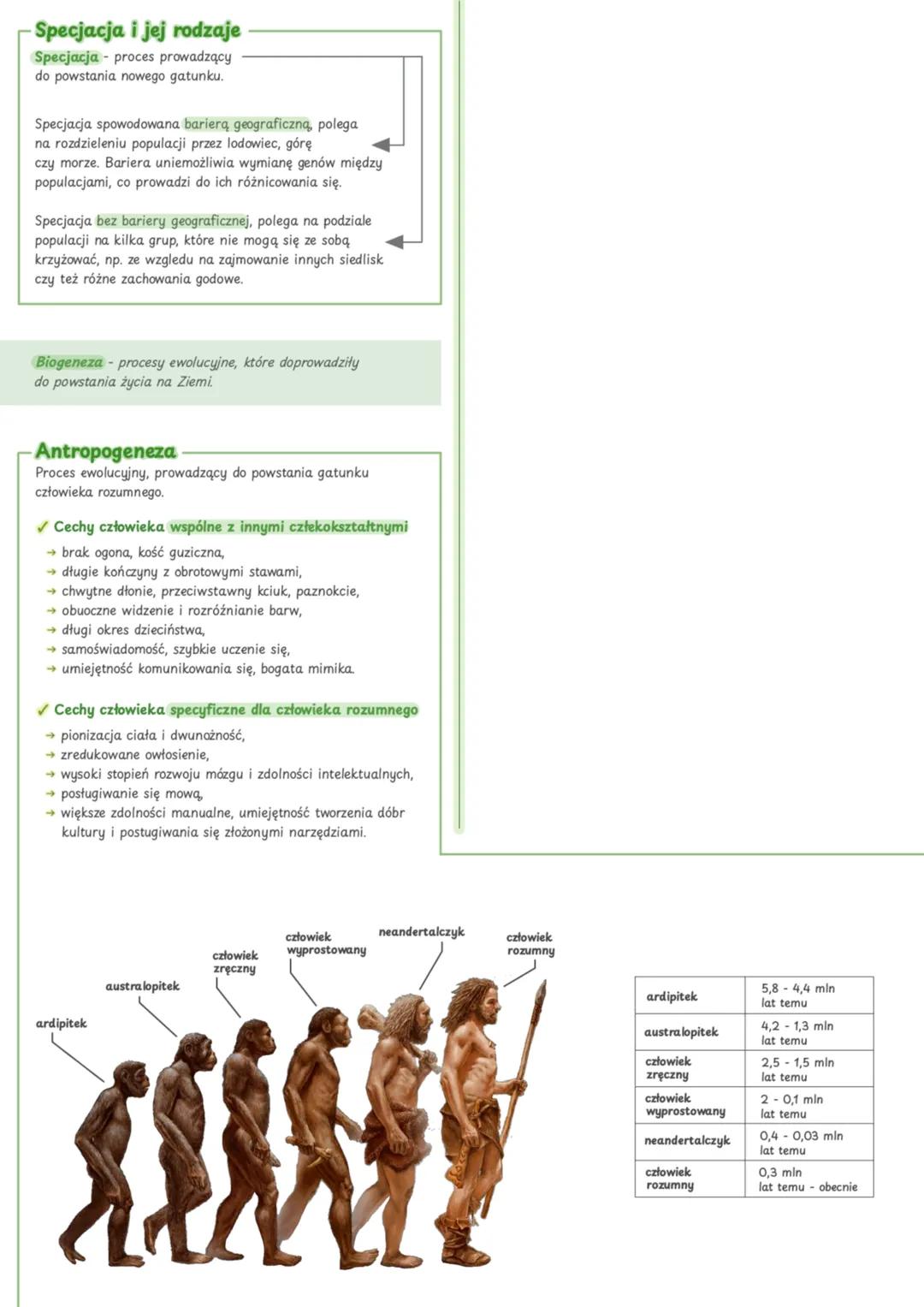 Podsumowanie działu:
# 4 EWOLUCJA ORGANIZMÓW
Ewolucja biologiczna stopniowe i nieodwracalne zmiany
grup organizmów. W wyniku ewolucji pows