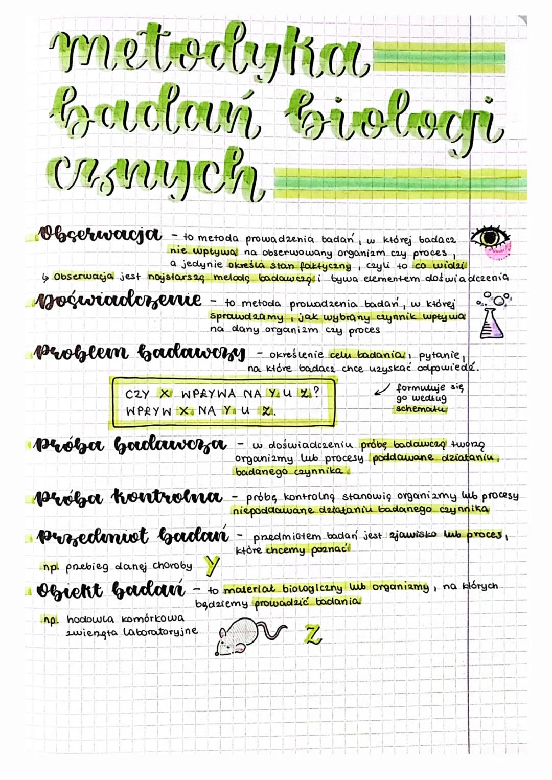 metodyka
badań Biologi
cr my ch
Obserwacja - to metoda prowadzenia badan, w której badacz.
Inie wpływa na obserwowany organizm czy proces,
a