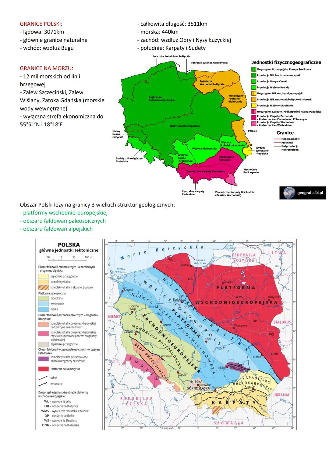 Położenie fizycznogeograficzne Polski:
- w środkowej Europie
- większość leży na Niżu Polskim
(fragment Niziny Środkowoeuropejskiej)
- od Mo